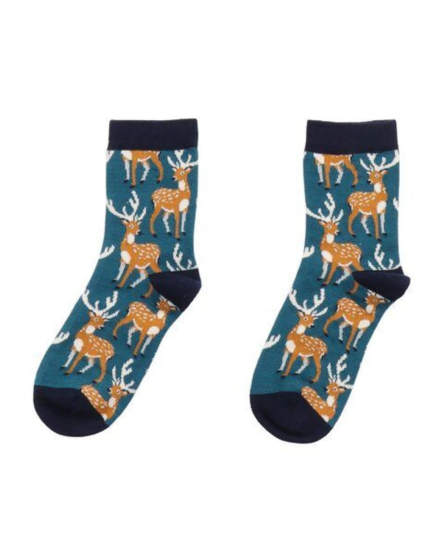 Baby- & Kindersocken GOTS zertifiziert – 90% Bio-Baumwolle, Dunkelblau mit Waldmotiven, weich & bequem – Ansicht 3