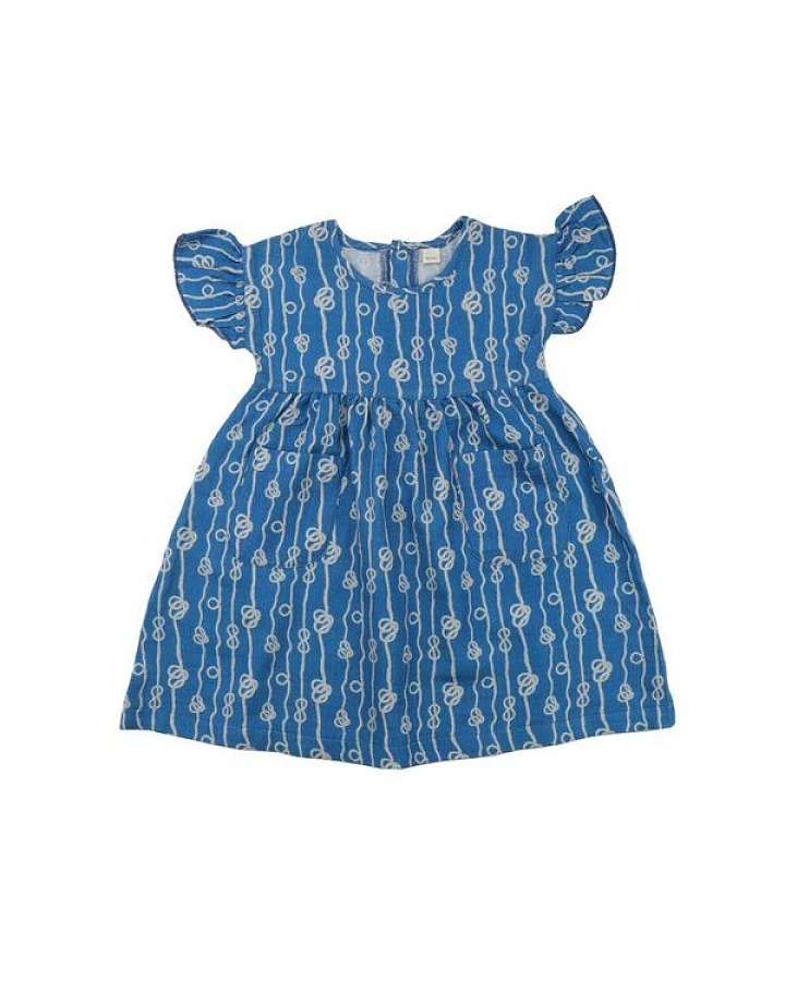 Kleinkinder Kleid Bio-Baumwolle Birds of the Rainforest Blau Walkiddy, GOTS-zertifiziertes Kinderkleid, vegan, weiches Jersey-Kleid für Kindergarten, Familienfeiern & Alltag
