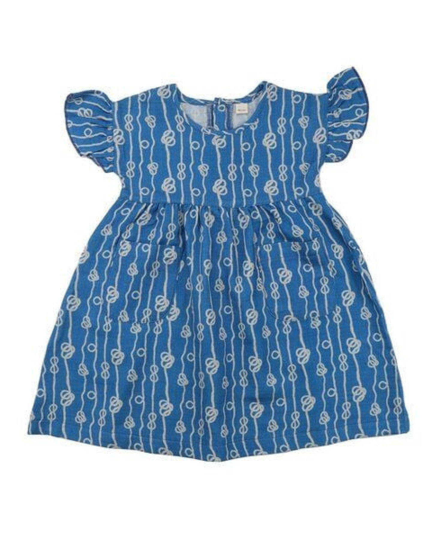 Kleinkinder Kleid Bio-Baumwolle Birds of the Rainforest Blau Walkiddy, GOTS-zertifiziertes Kinderkleid, vegan, weiches Jersey-Kleid für Kindergarten, Familienfeiern & Alltag – Ansicht 2