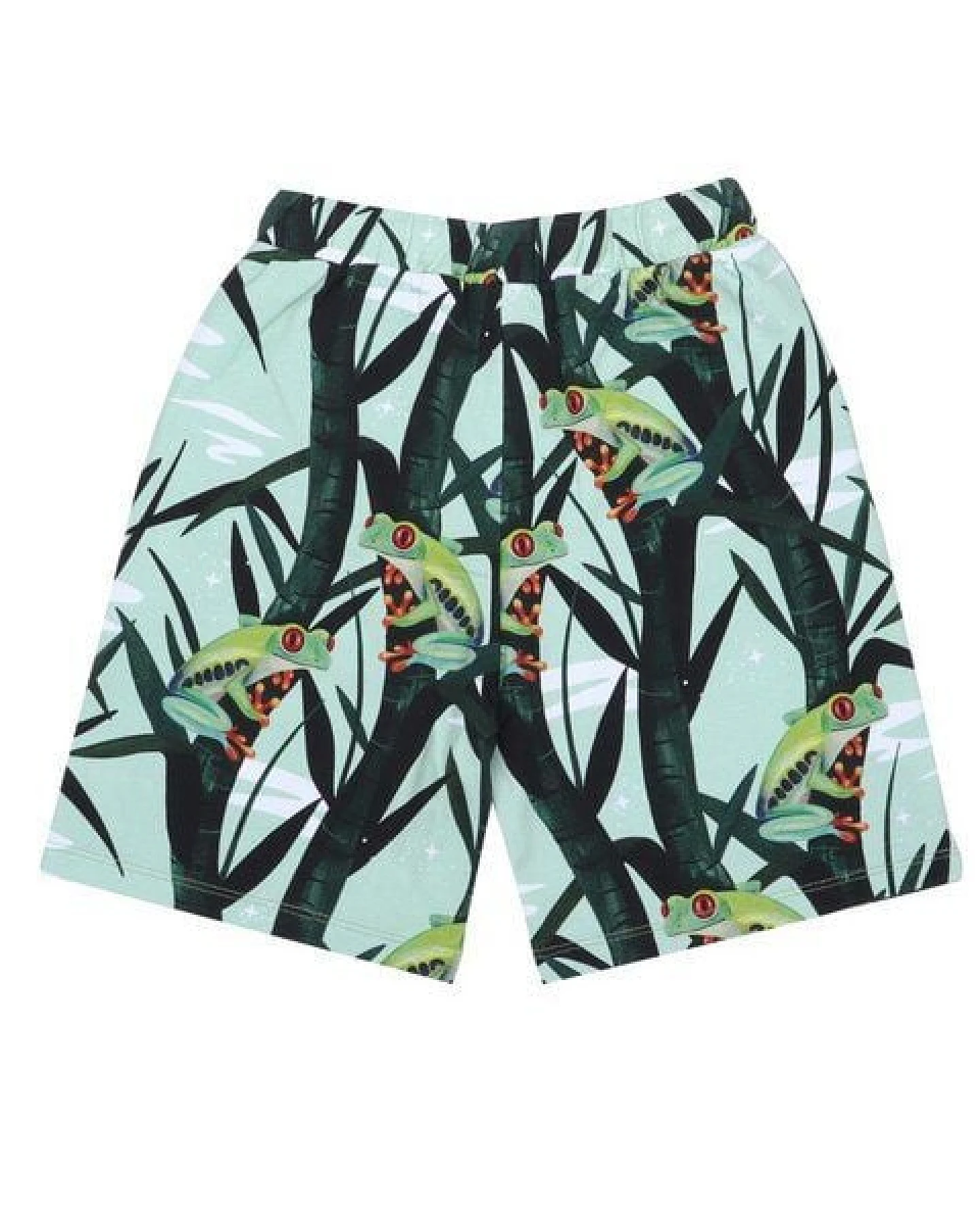 Kinder Shorts GOTS zertifiziert Bio-Baumwolle, Minttürkis, Bambus- und Gecko-Muster, Walkiddy – Ansicht 3