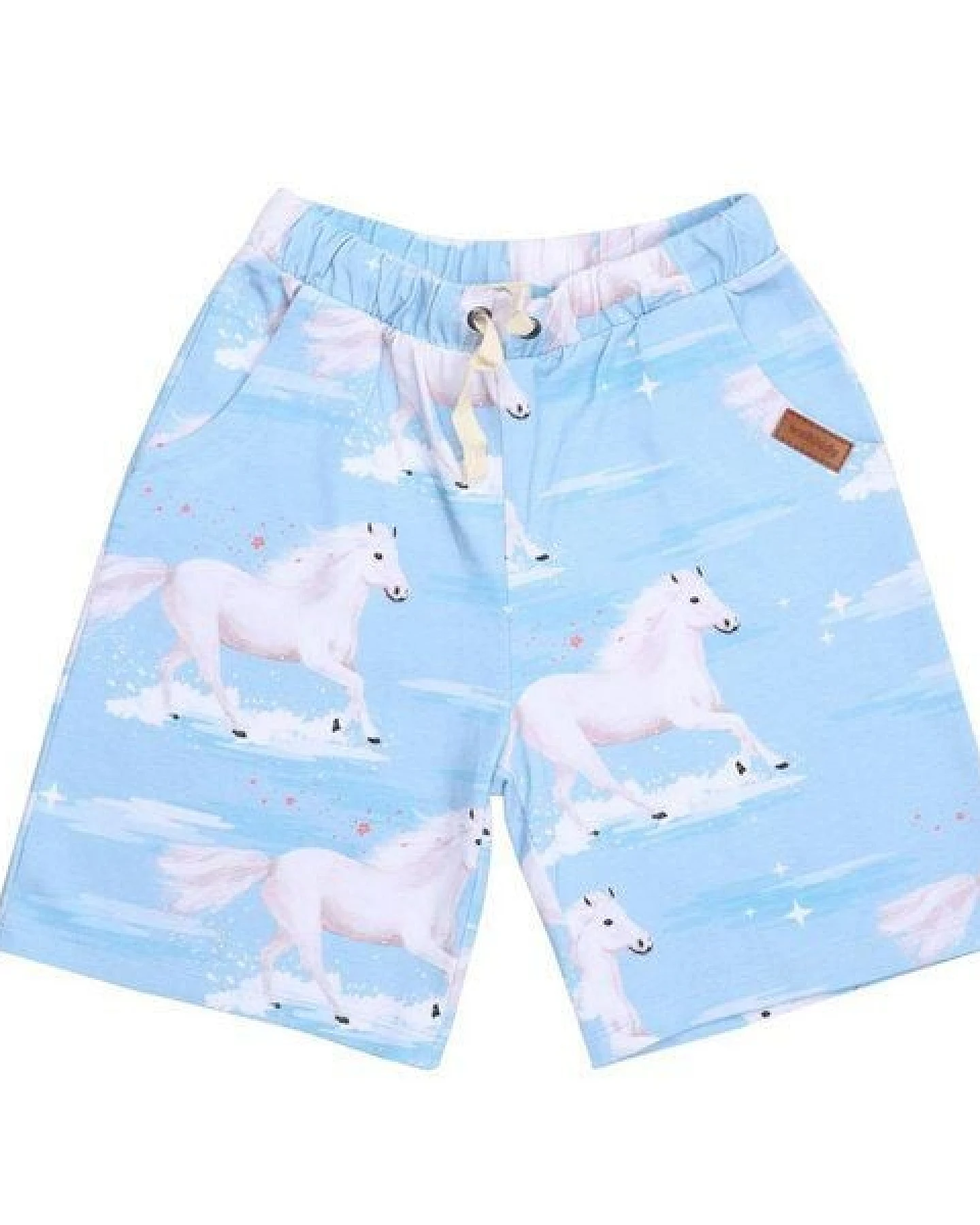 Kinder Shorts GOTS zertifiziert Bio-Baumwolle, Hellblau, Vogel-Muster, Walkiddy – Ansicht 2