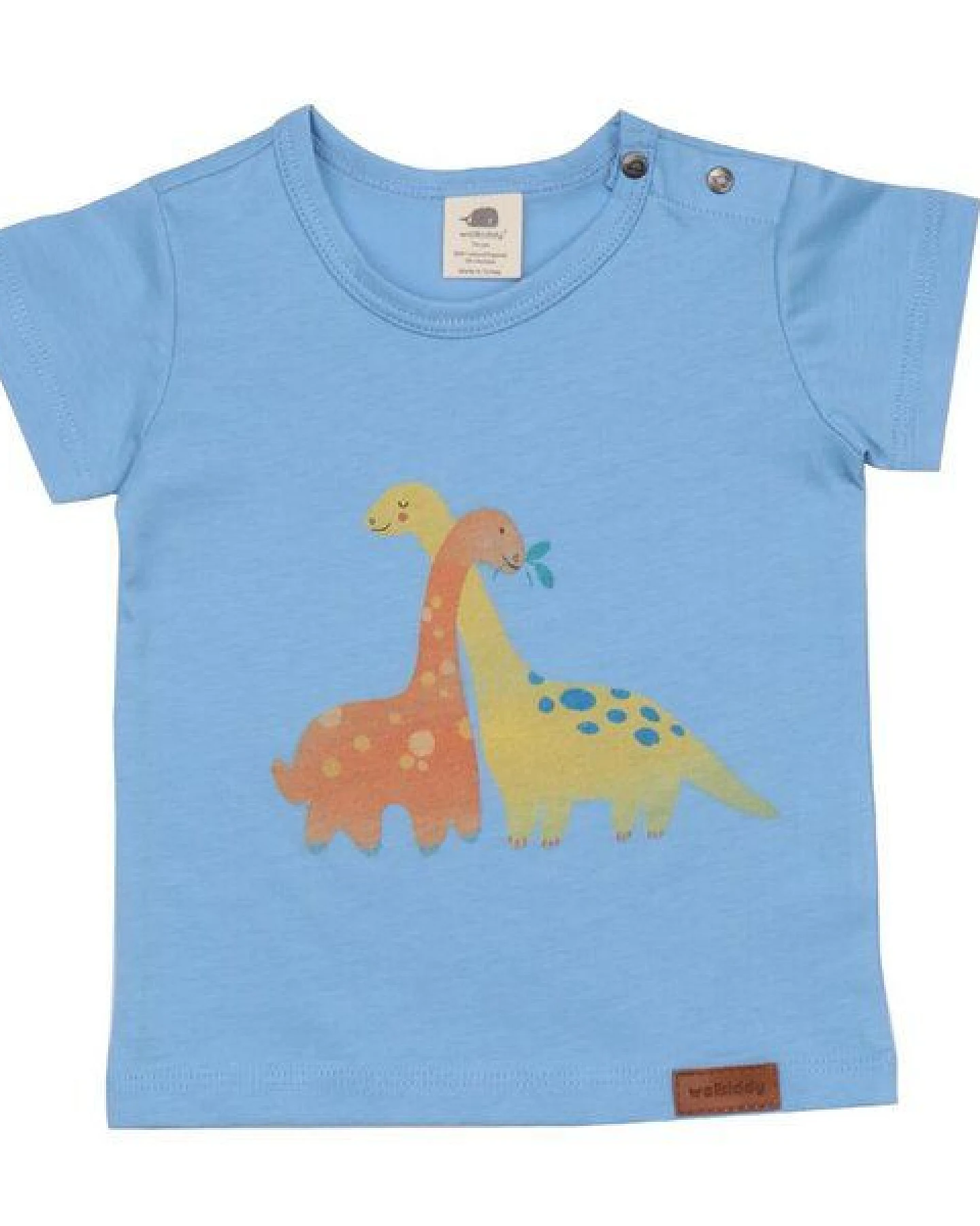 Baby T-Shirt Bio-Baumwolle Blau Dino - Walkiddy, 95% zertifiziert, Nachhaltigkeit, weich, atmungsaktiv, ethisch produziert, umweltfreundlich. – Ansicht 2
