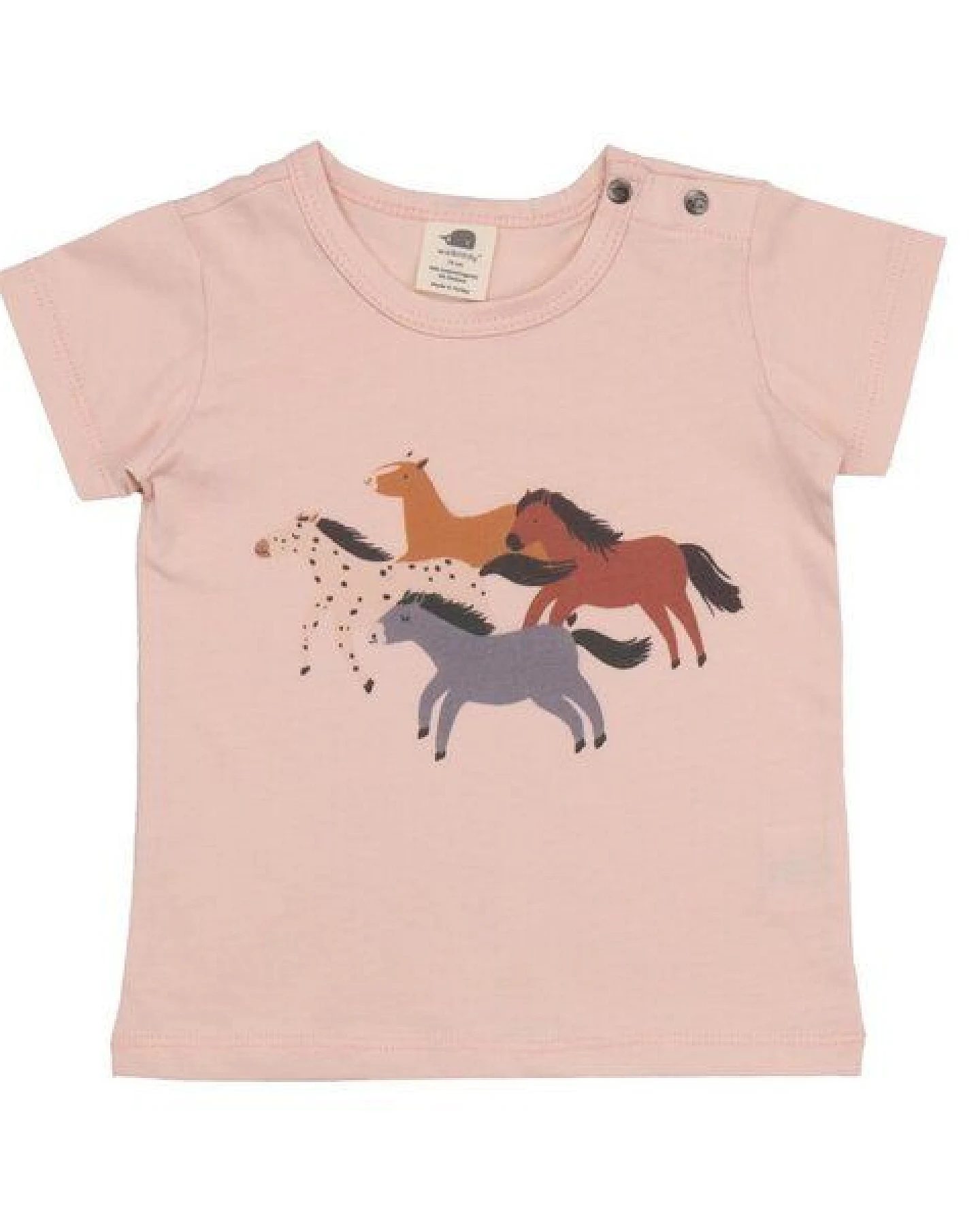 T-Shirt Altrosa Pferde-Frontprint Bio-Baumwolle GOTS – Walkiddy – Ansicht 2