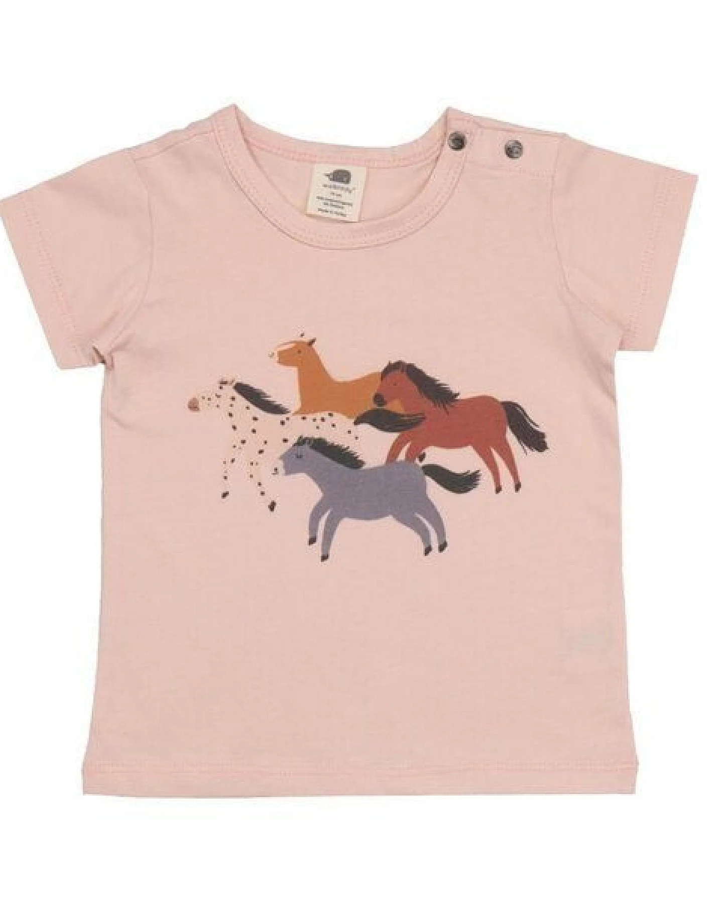 T-Shirt Altrosa Pferde-Frontprint Bio-Baumwolle GOTS – Walkiddy – Ansicht 2