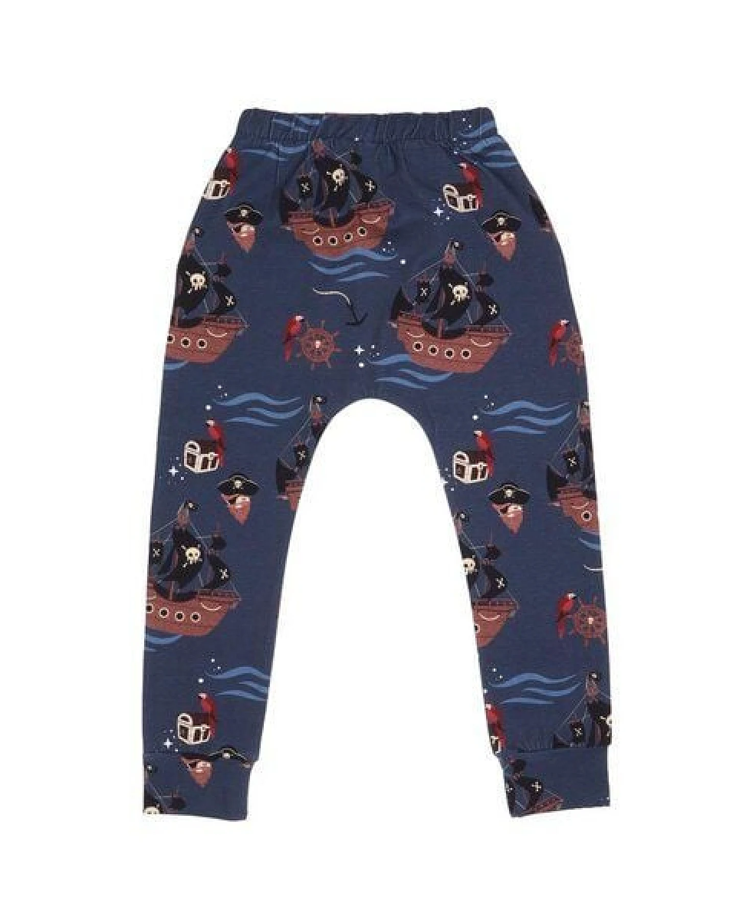 Jogginghose Kinder Dunkelblau mit Piratenprint aus GOTS-zertifizierter Bio-Baumwolle – Walkiddy – Ansicht 3
