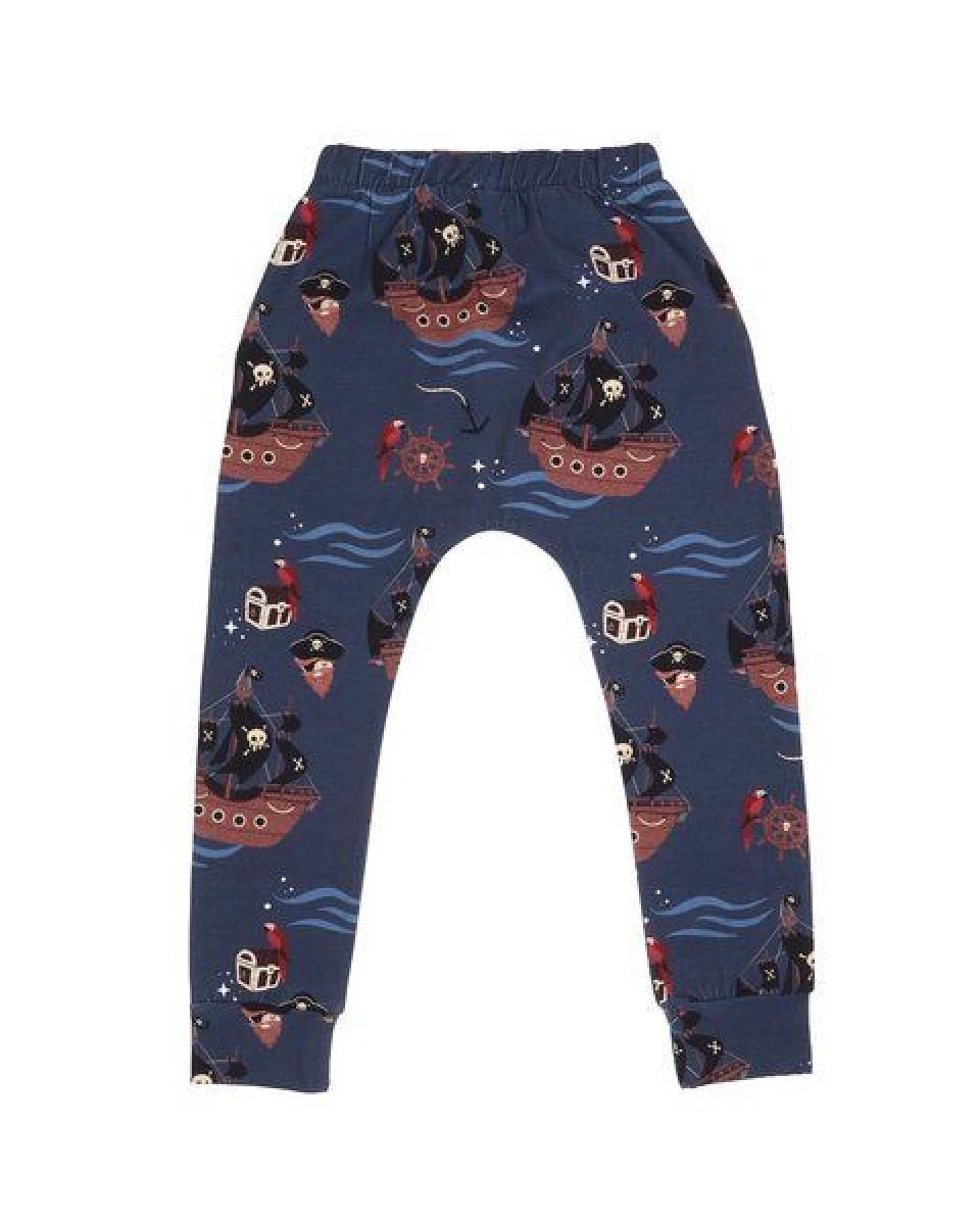 Jogginghose Kinder Dunkelblau mit Piratenprint aus GOTS-zertifizierter Bio-Baumwolle – Walkiddy – Ansicht 3