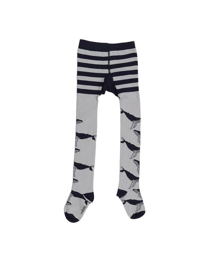 Strumpfhose Bio-Baumwolle GOTS Whale Friends dunkelblau von Walkiddy – wärmende, elastische Baby Strumpfhose, nachhaltig, vegan und fair produziert für Alltag, Krabbelzeit und Spiel