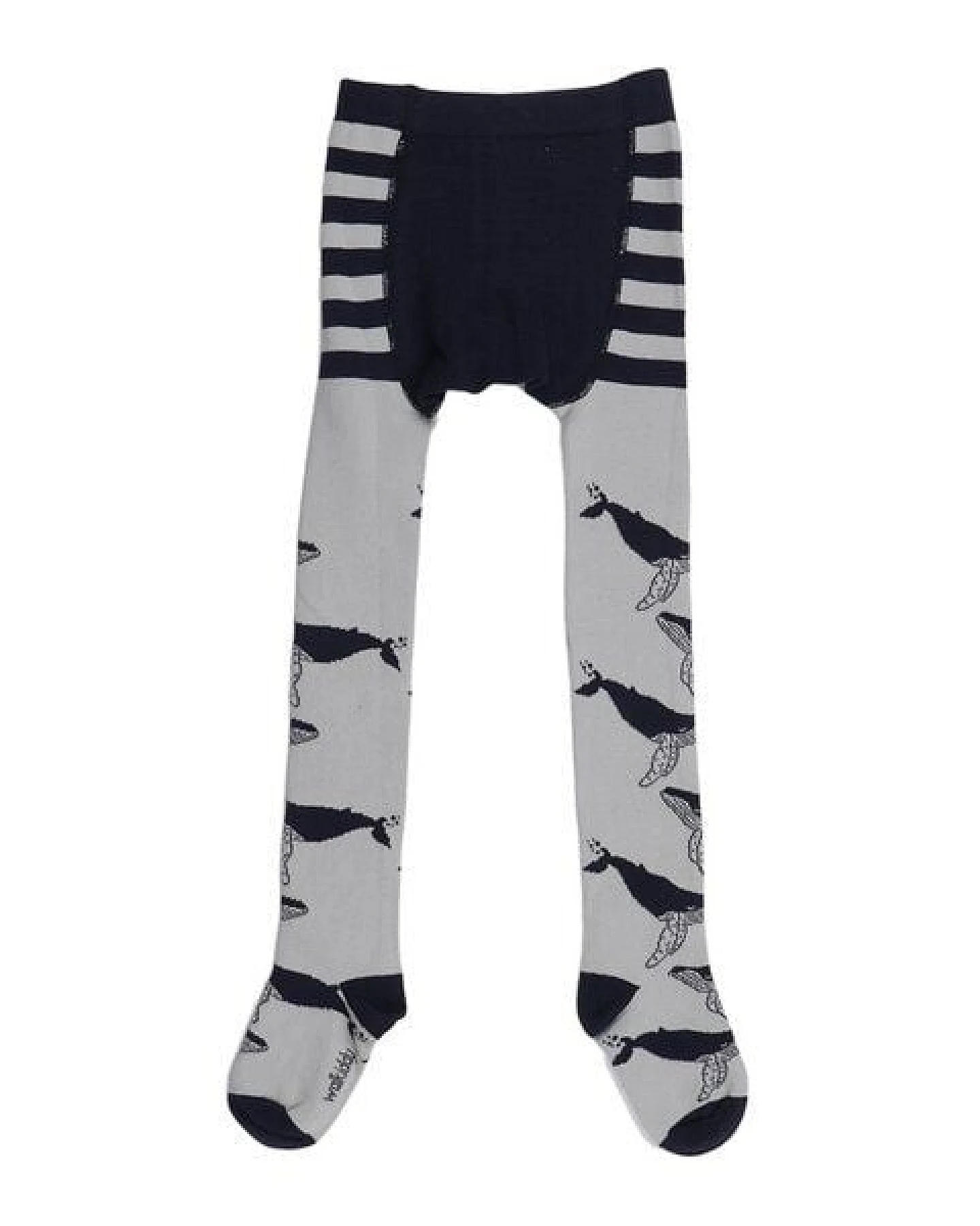 Strumpfhose Bio-Baumwolle GOTS Whale Friends dunkelblau von Walkiddy – wärmende, elastische Baby Strumpfhose, nachhaltig, vegan und fair produziert für Alltag, Krabbelzeit und Spiel – Ansicht 3