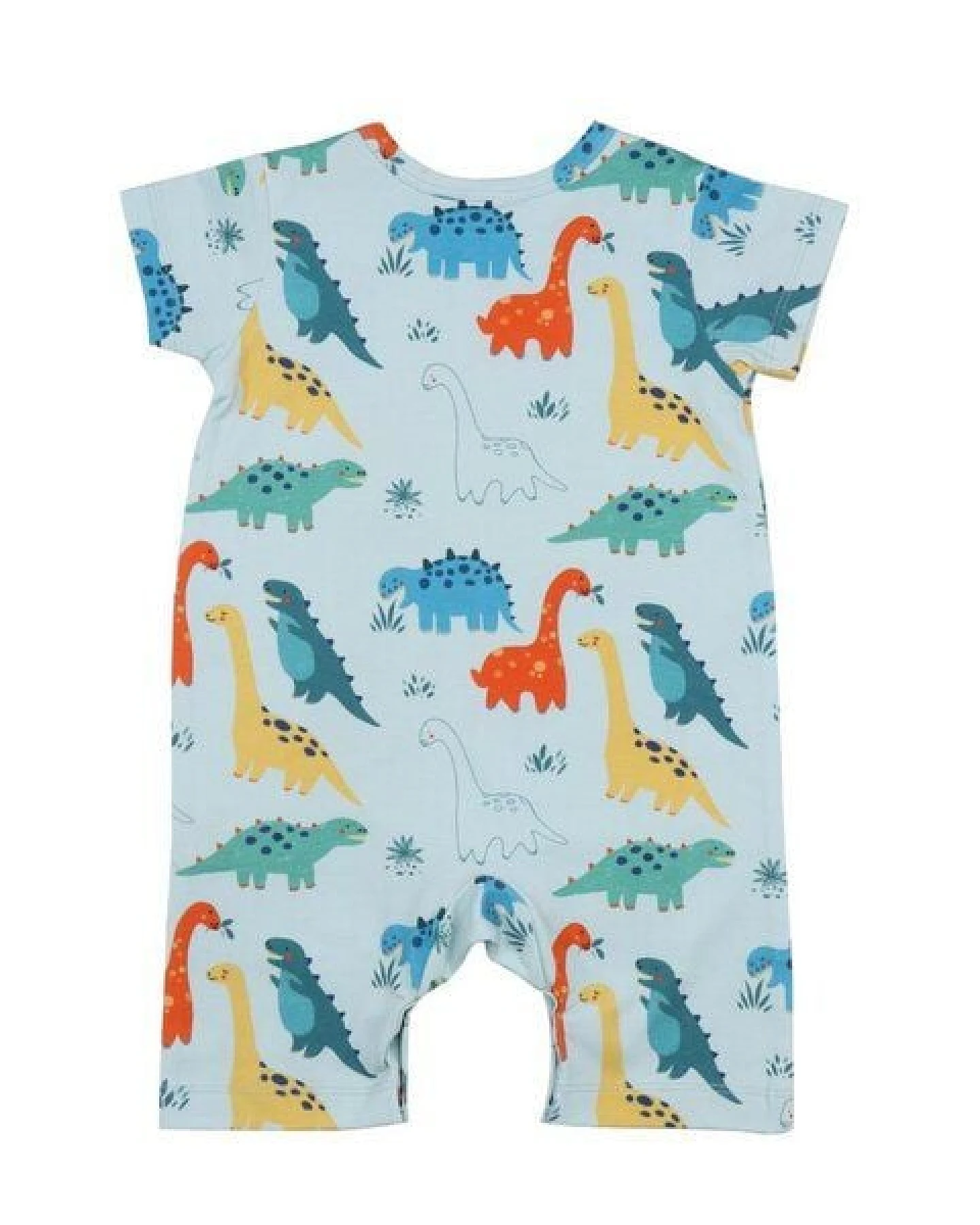 Strampler Bio-Baumwolle Blau Dinosaurier Walkiddy Kurzarm 95% Baumwolle 5% Elasthan Nachhaltig GOTS-zertifiziert – Ansicht 3
