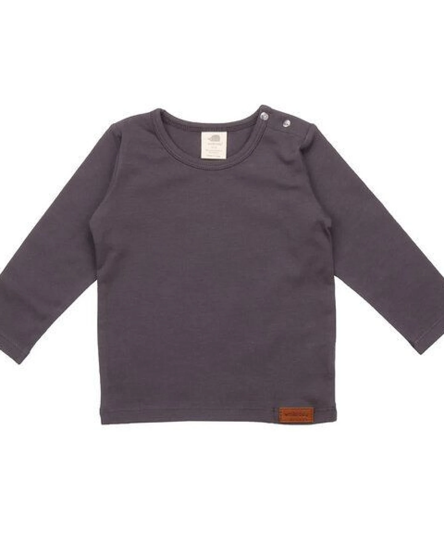 Baby Langarmshirt GOTS zertifiziert, Bio-Baumwolle, anthrazit, weich & bequem, Schulterknöpfe – Walkiddy – Ansicht 2