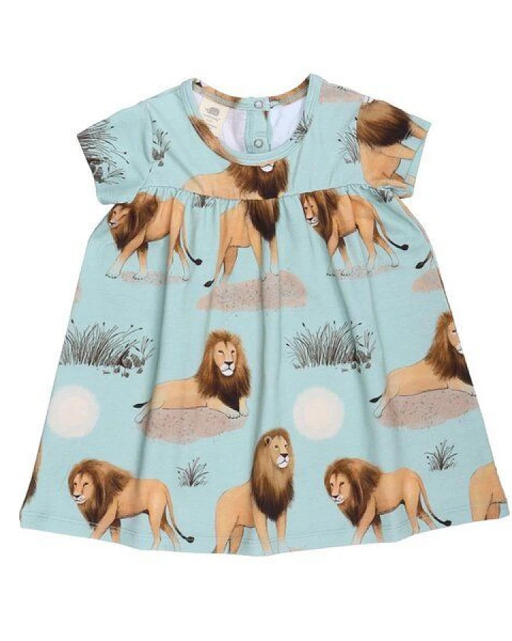 Kinderkleid GOTS zertifiziert, grün, Kurzarm, Igel-Allover, weich – Walkiddy