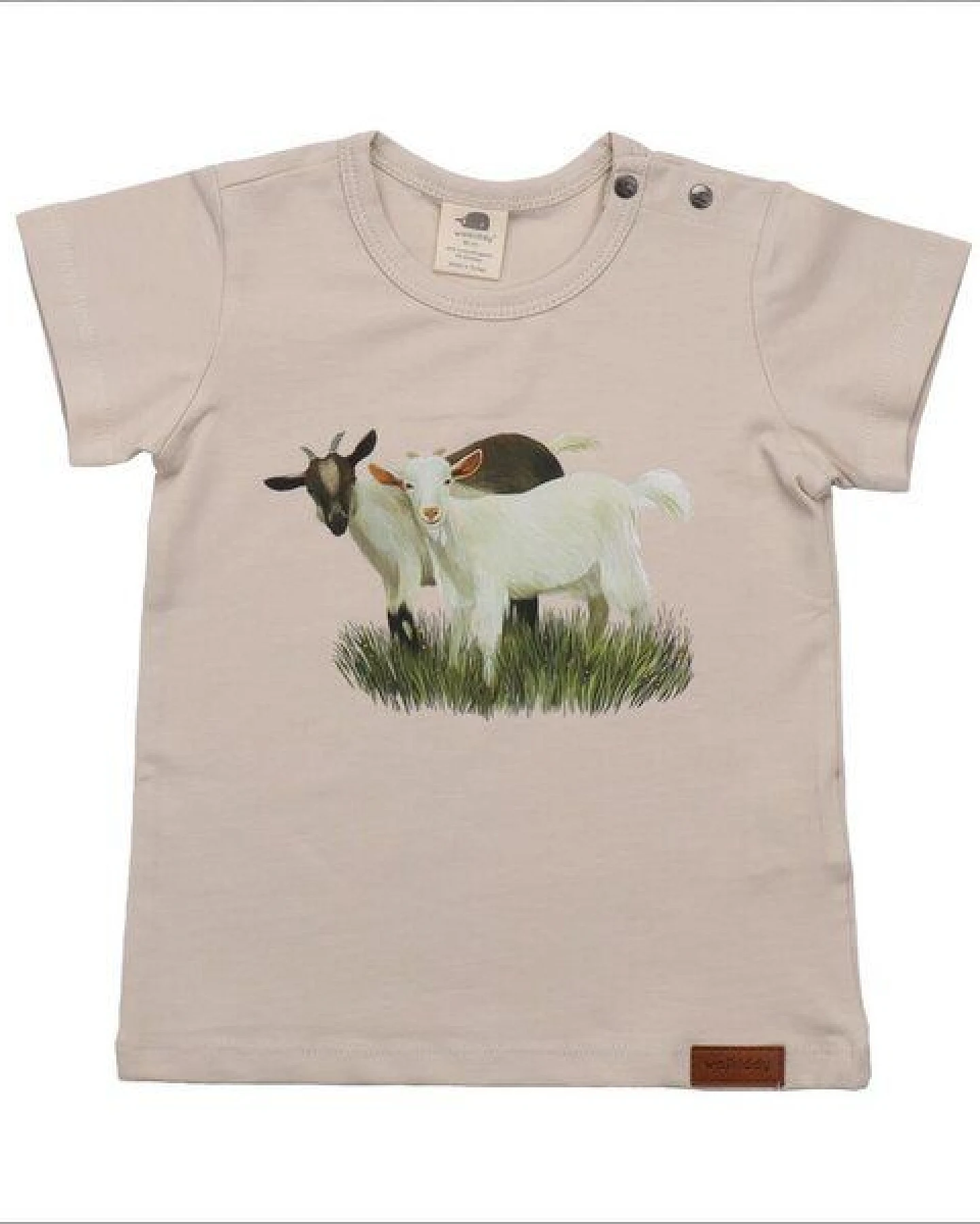 Kinder T-Shirt GOTS zertifiziert – Creme mit Ziegenmotiv, Kurzarm, weich & bequem – Ansicht 2