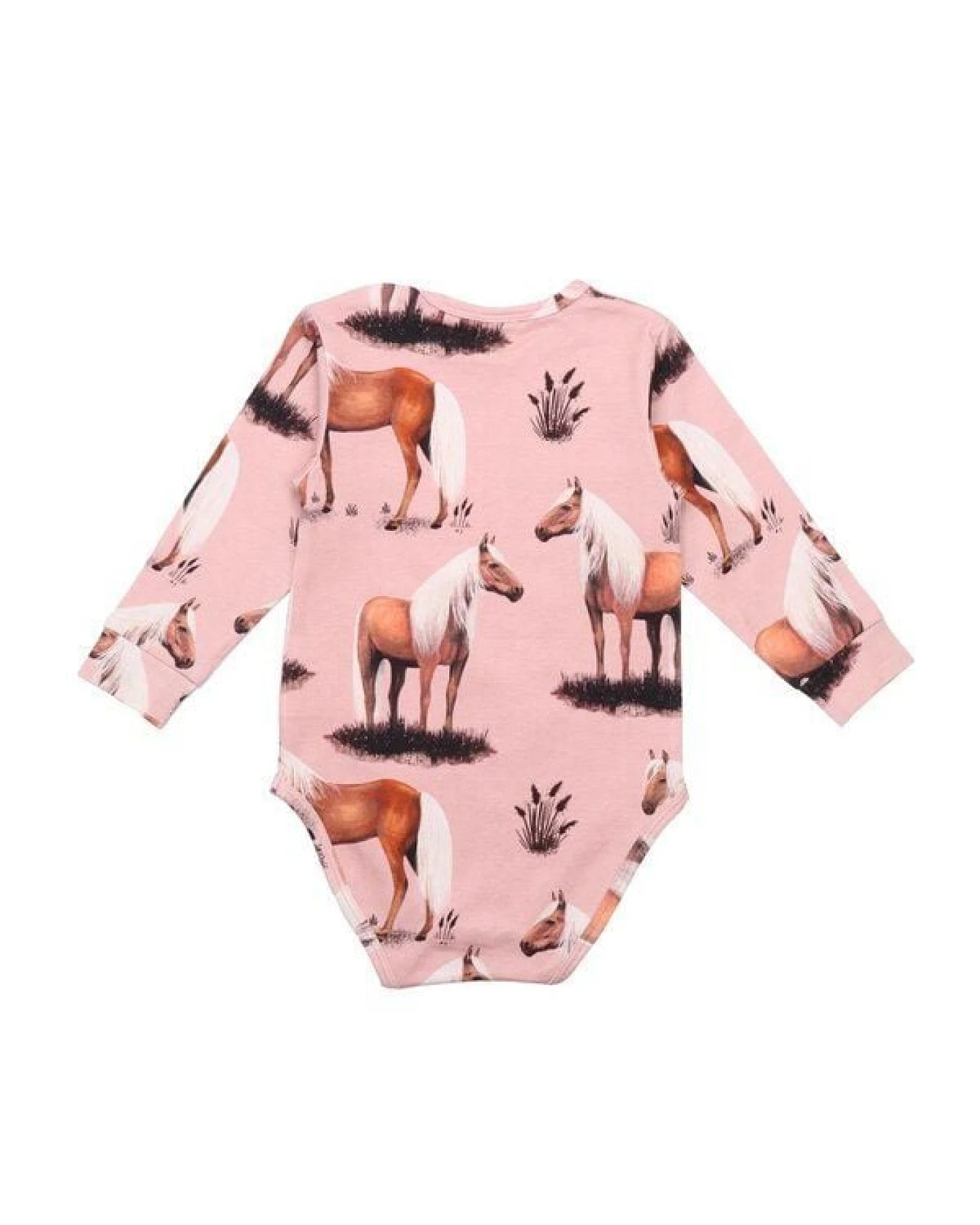 Walkiddy Langarm Body - Beauty Horses Rosa - Nachhaltige, Allergiefreundliche Kinderbekleidung – GOTS zertifiziert – Ansicht 3