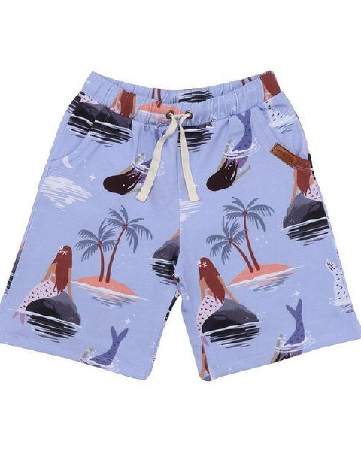 Kinder Shorts GOTS zertifiziert – Lila mit Motiv, Bund mit Kordel, weich & bequem – Ansicht 2