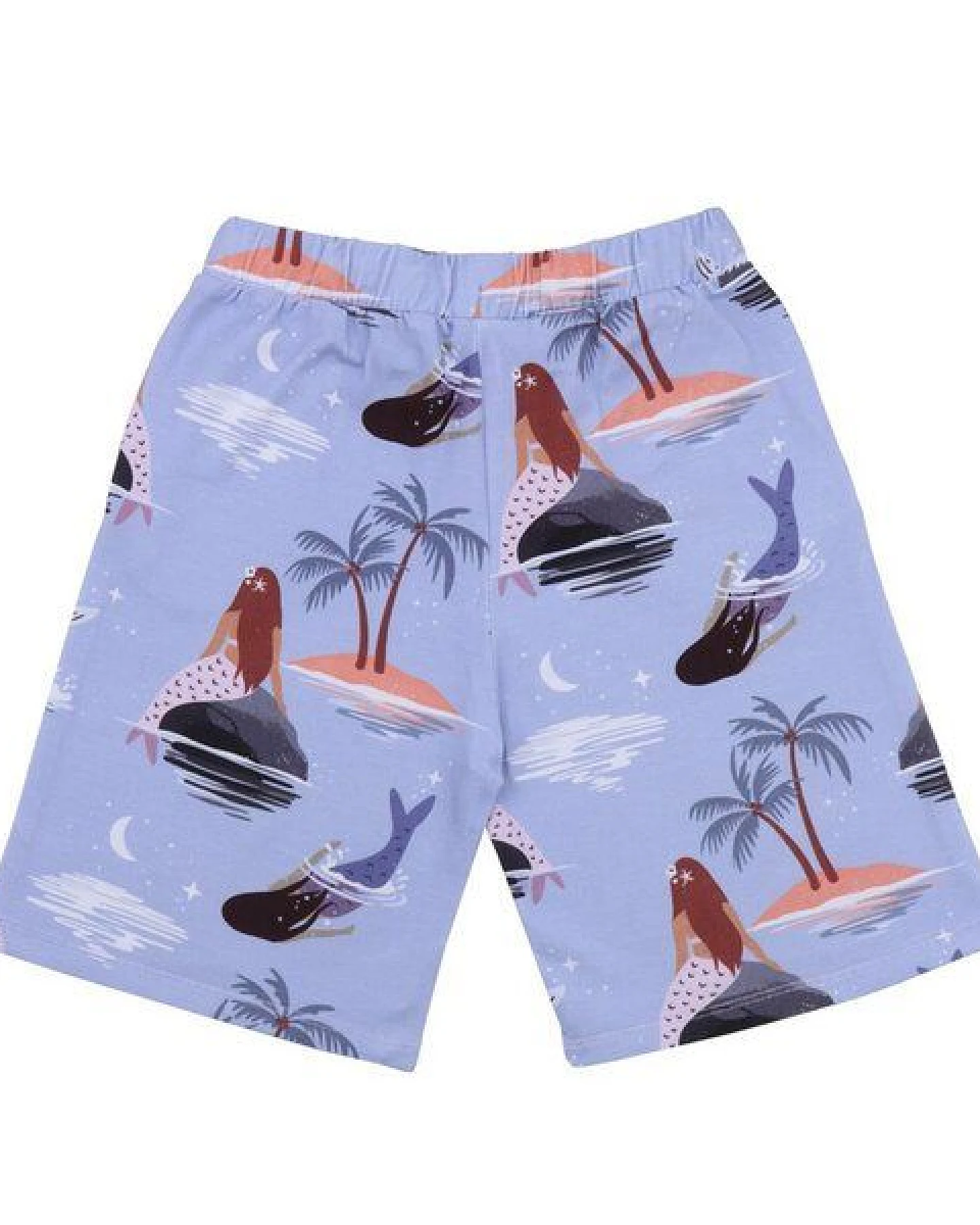 Kinder Shorts GOTS zertifiziert – Lila mit Motiv, Bund mit Kordel, weich & bequem – Ansicht 3
