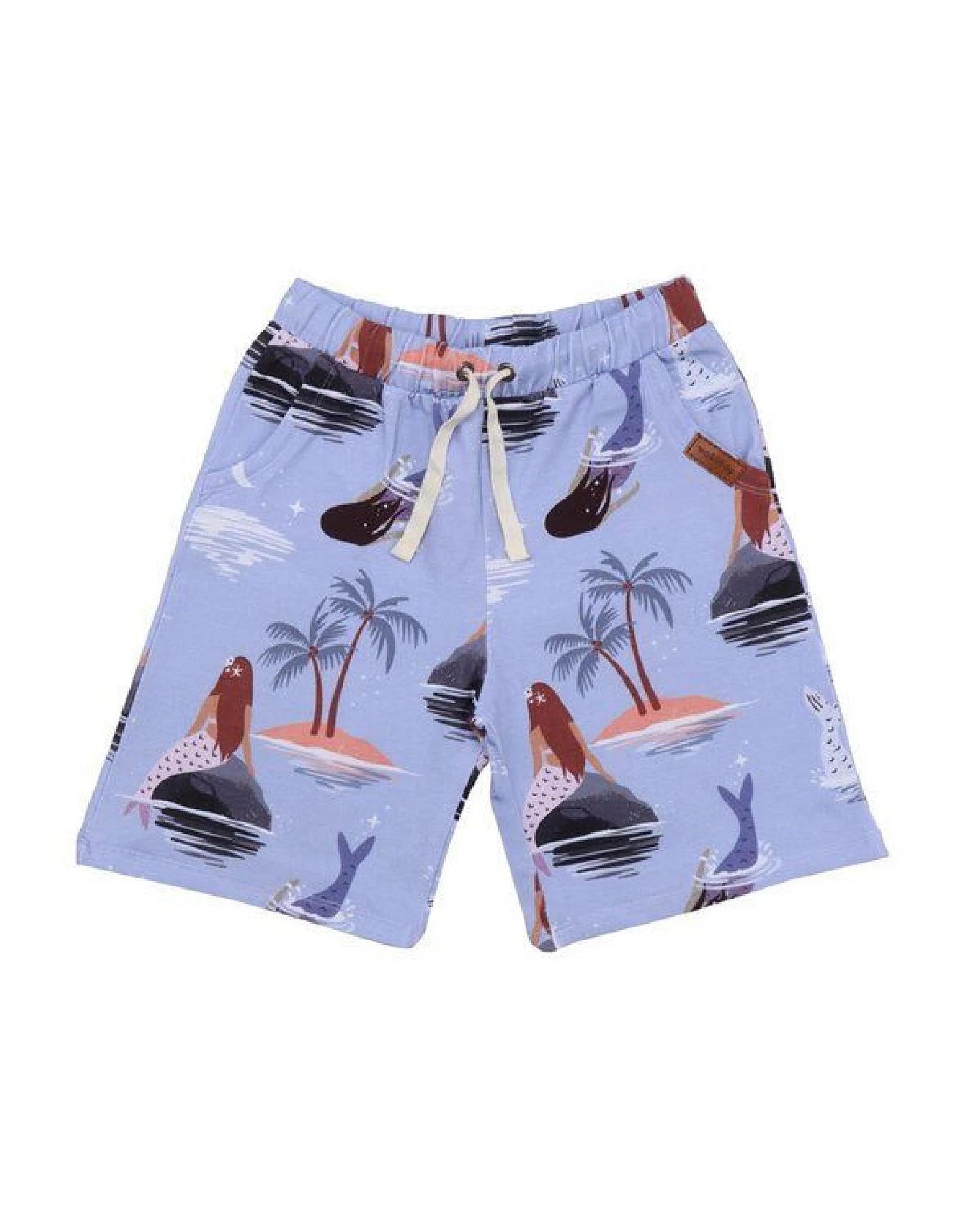 Kinder Shorts GOTS zertifiziert – Lila mit Motiv, Bund mit Kordel, weich & bequem – Ansicht 2
