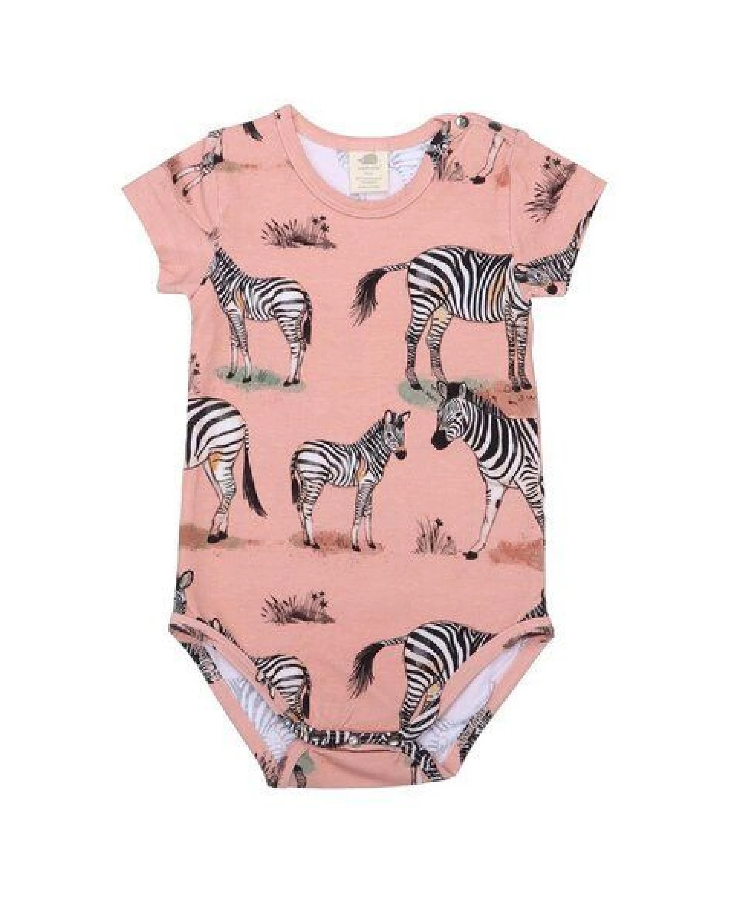 Baby Kurzarmbody GOTS zertifiziert Bio-Baumwolle Rosa Zebra-Print – Walkiddy – Ansicht 2