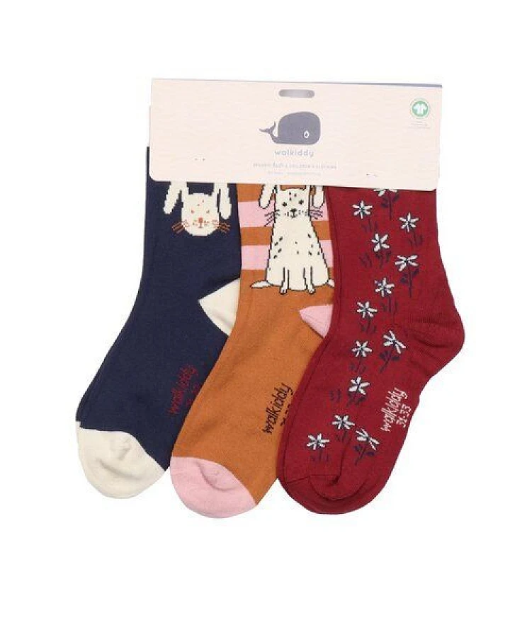 Baby Socken Tiny Rabbits rot – Walkiddy, GOTS-zertifizierte Bio-Baumwolle, 90% Bio-Baumwolle 2% Elasthan, weiche kindgerechte Babysocken mit Hasen-Motiv für Alltag, Kita, Geschenke zur Geburt und nachhaltige Erstausstattung