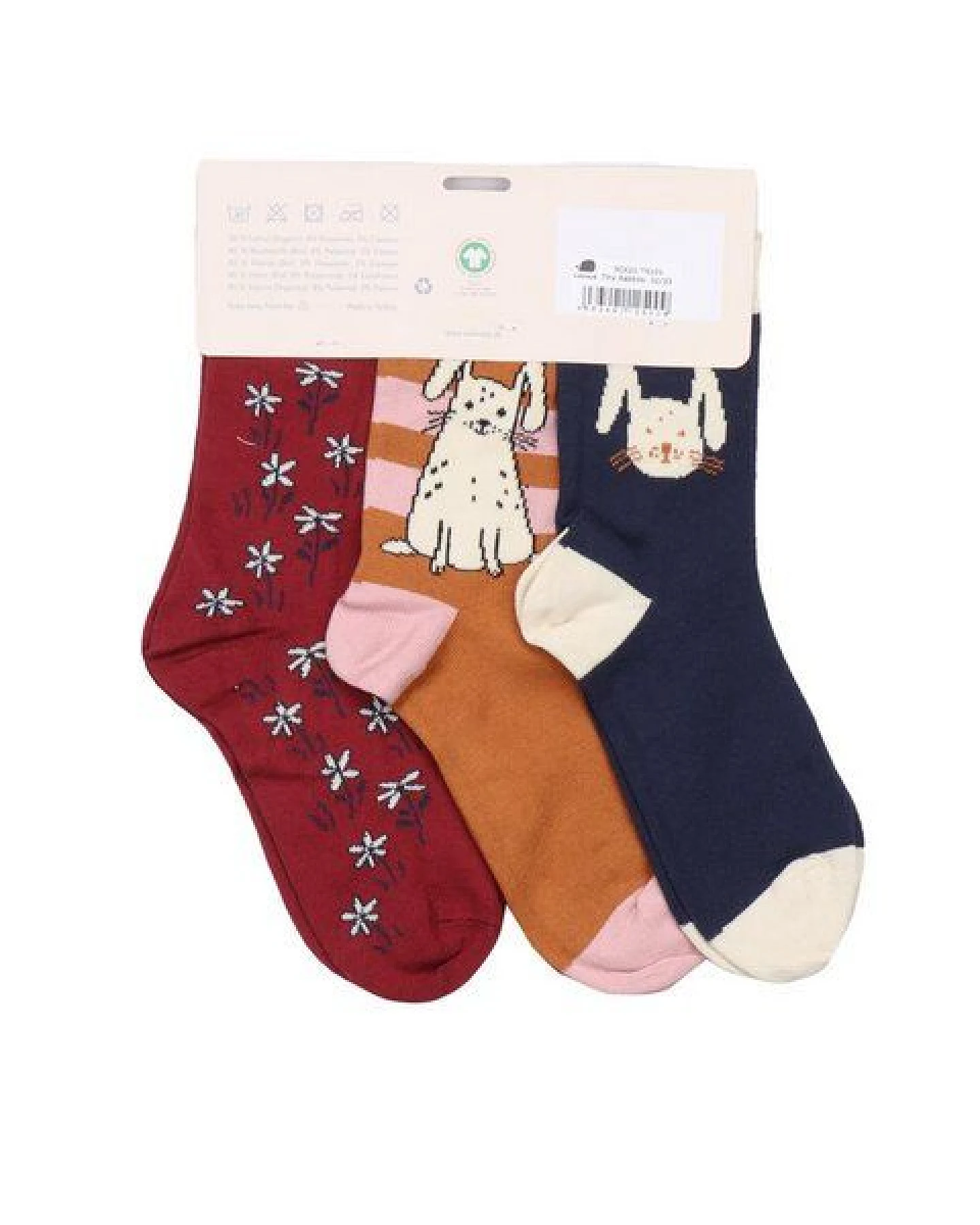 Baby Socken Tiny Rabbits rot – Walkiddy, GOTS-zertifizierte Bio-Baumwolle, 90% Bio-Baumwolle 2% Elasthan, weiche kindgerechte Babysocken mit Hasen-Motiv für Alltag, Kita, Geschenke zur Geburt und nachhaltige Erstausstattung – Ansicht 3