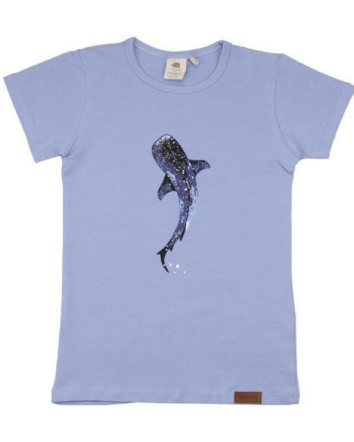 Kinder T-Shirt GOTS zertifiziert Bio-Baumwolle, Hellblau, Wal- und Rochen-Motiv, Walkiddy