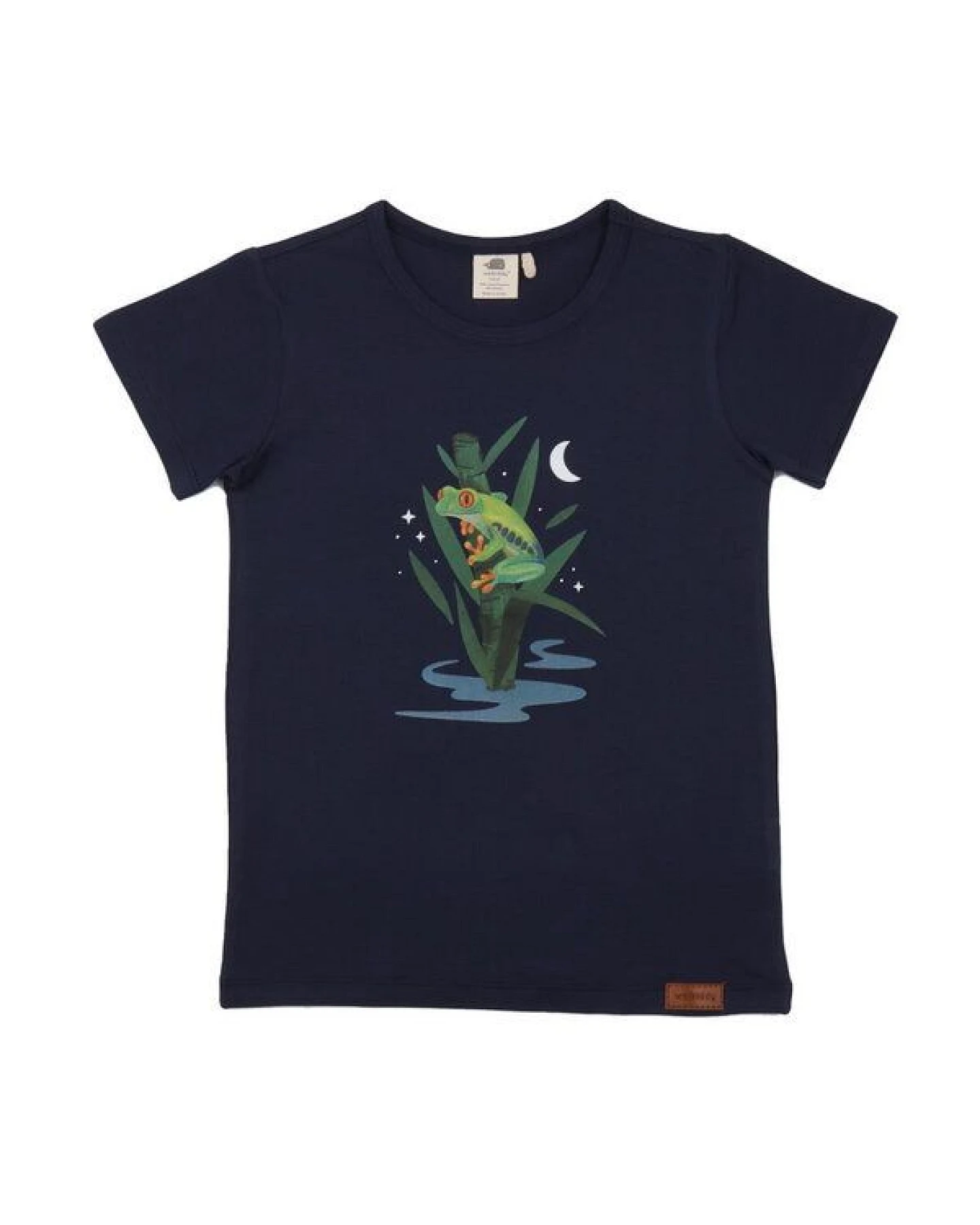 Kinder T-Shirt GOTS zertifiziert Bio-Baumwolle Dunkelblau Froschmotiv Kurzarm – Walkiddy – Ansicht 2