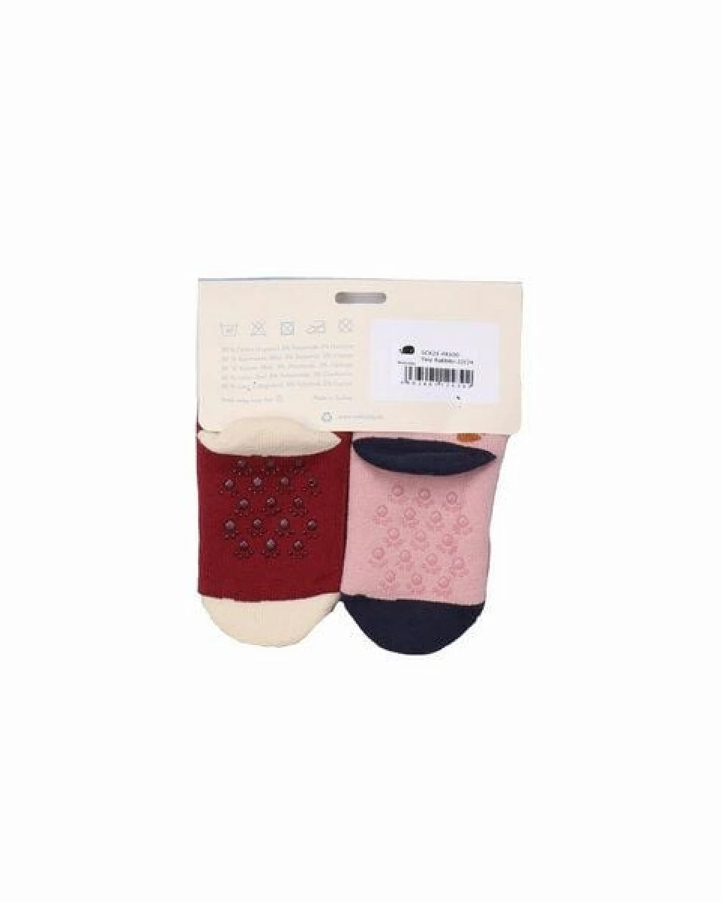 Kinder Gripper-Socken Tiny Rabbits rot – Walkiddy, GOTS-zertifizierte Bio-Baumwolle, rutschhemmende Stoppersocken aus 90% Bio-Baumwolle 2% Elasthan für Babys und Kleinkinder, ideal für erste Schritte, Krabbelphase und Kita-Alltag – Ansicht 3