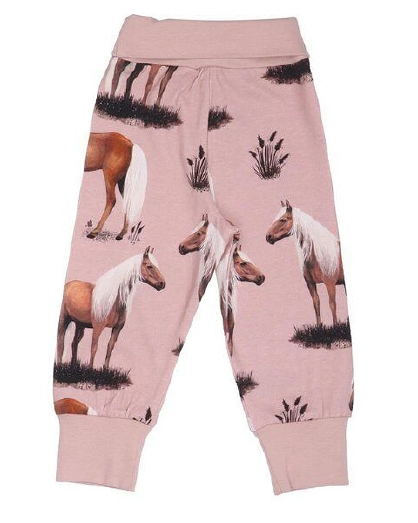 Baby Krabbelhose GOTS zertifiziert – Rosa mit Pferdemotiven, weich & bequem – Ansicht 3