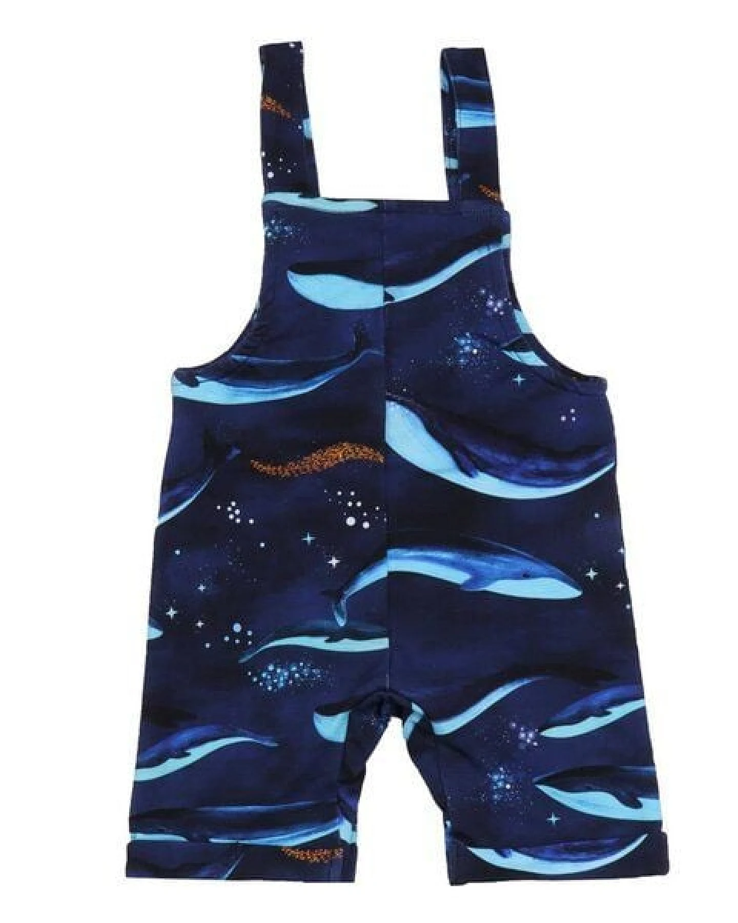 Latzstrampler Dunkelblau Wale-Allover Bio-Baumwolle GOTS – Walkiddy – Ansicht 3