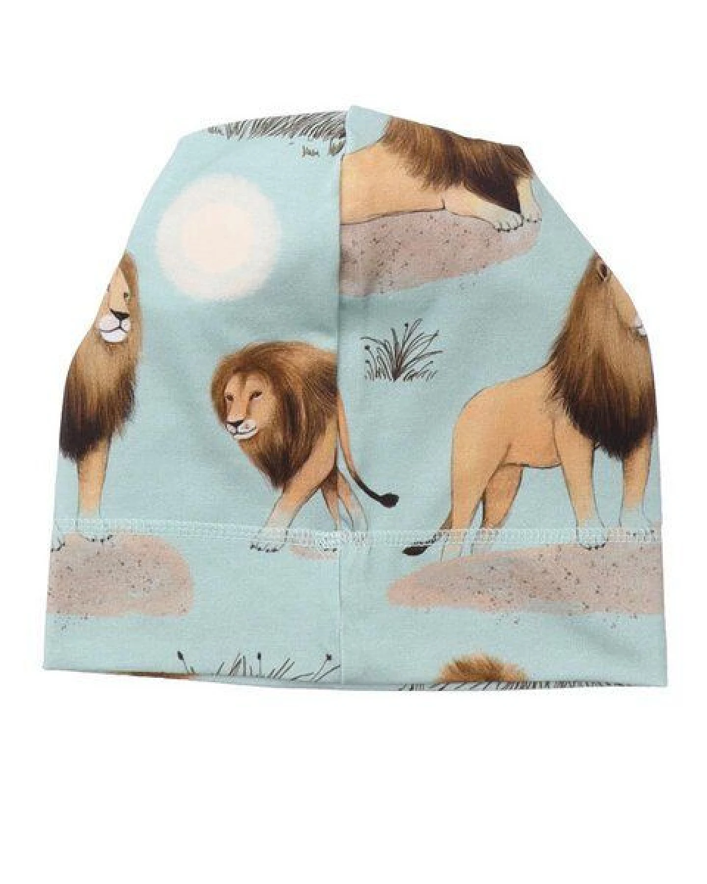Kinder Beanie „Lion Friends“ GOTS-zertifiziert aus Bio-Baumwolle mintgrün mit Löwenmotiv – Walkiddy – Ansicht 3