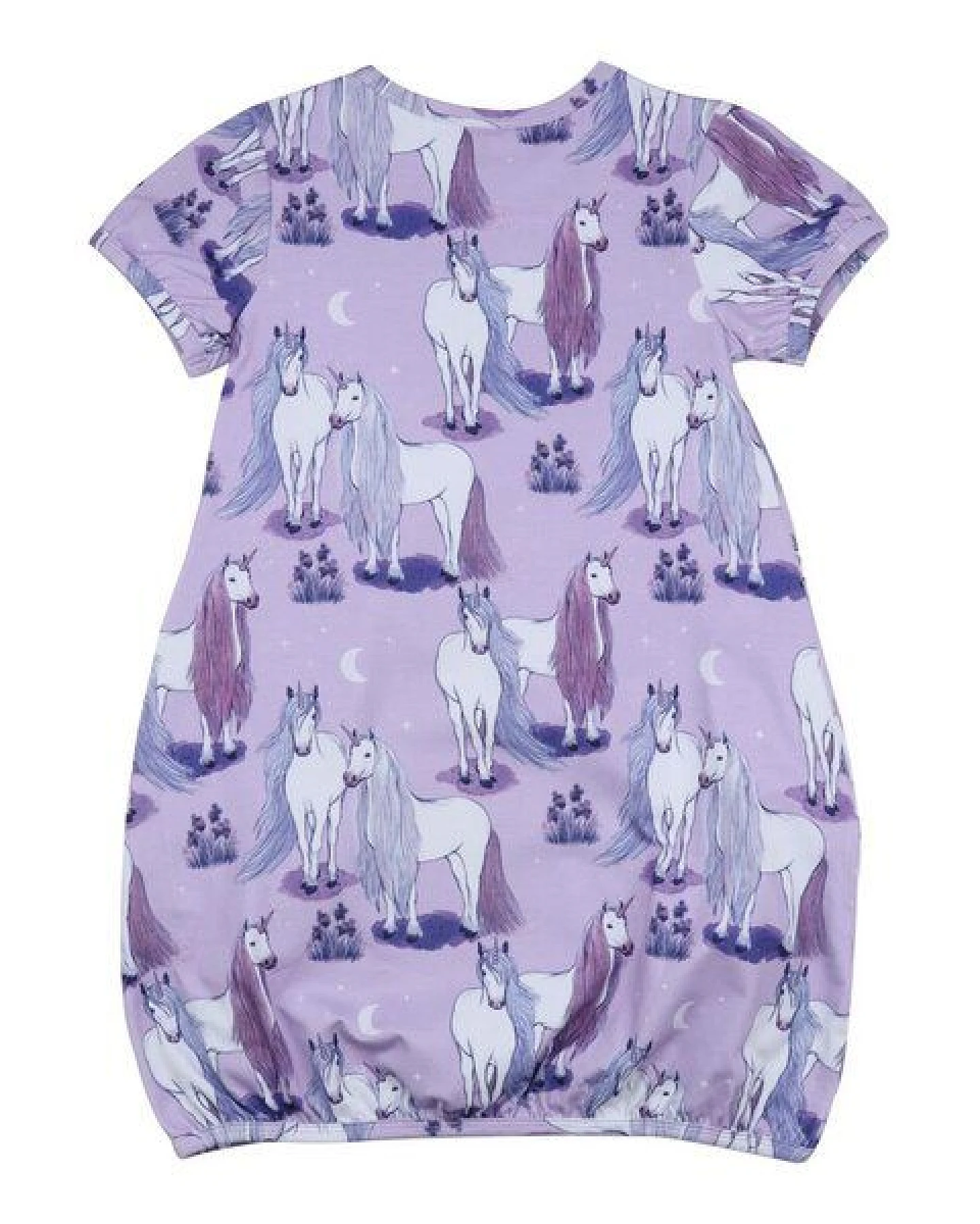 Kurzarm-Kleid „Unicornland“ Lila aus Bio-Baumwolle – GOTS-zertifiziert – Walkiddy – Ansicht 3