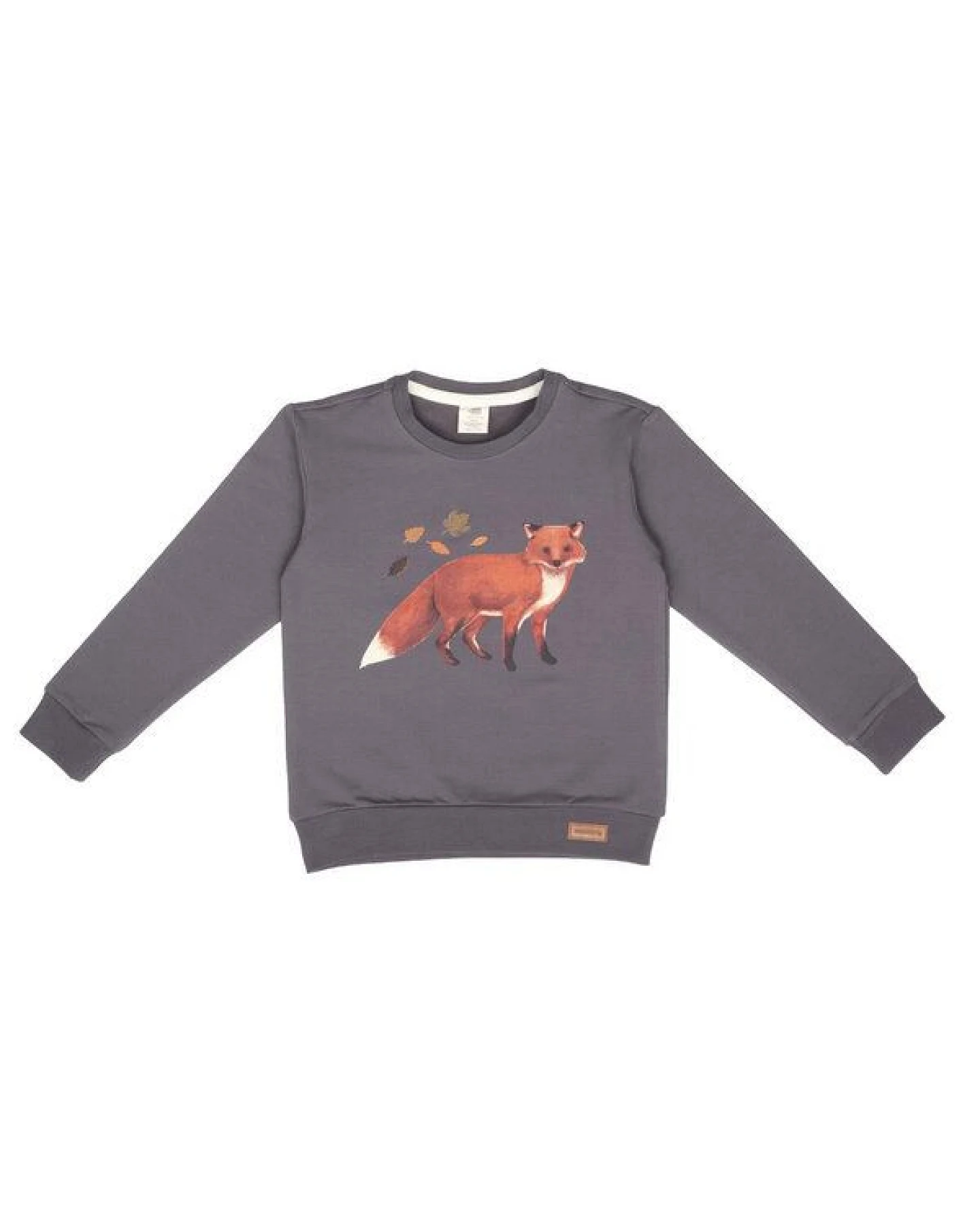 Kinder Sweatshirt GOTS zertifiziert – Anthrazit mit Fuchsmotiv, weich & bequem – Ansicht 2