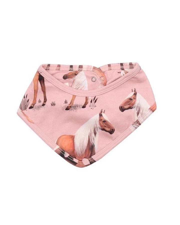 Baby Dreieckstuch Baumwolle Beauty Horses rosa, weiches Halstuch gegen Sabbern & Wind für empfindliche Haut – Walkiddy