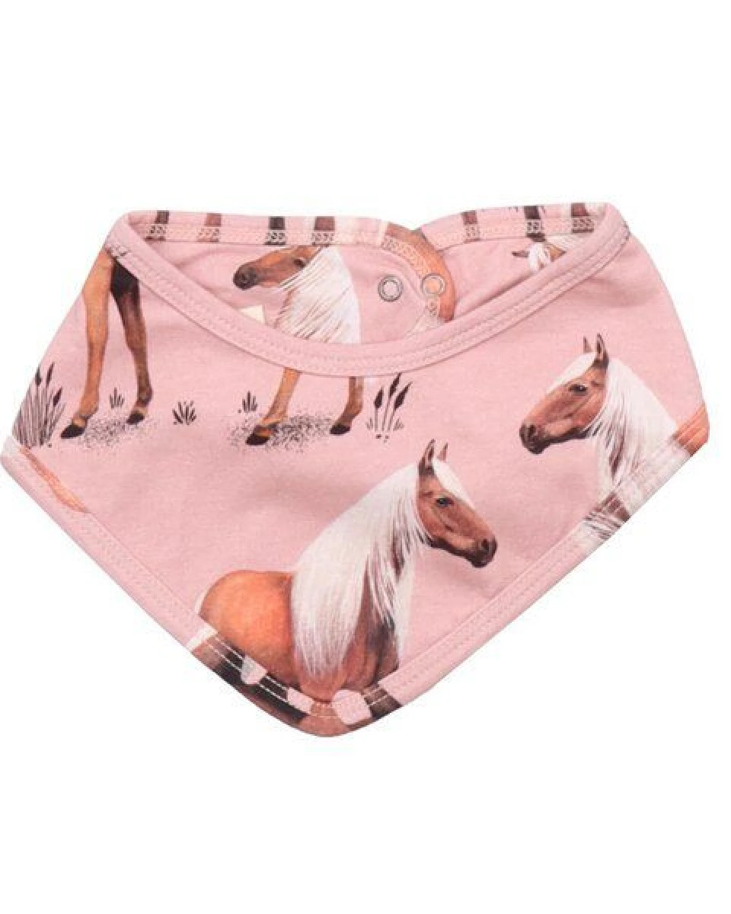 Baby Dreieckstuch Baumwolle Beauty Horses rosa, weiches Halstuch gegen Sabbern & Wind für empfindliche Haut – Walkiddy – Ansicht 2