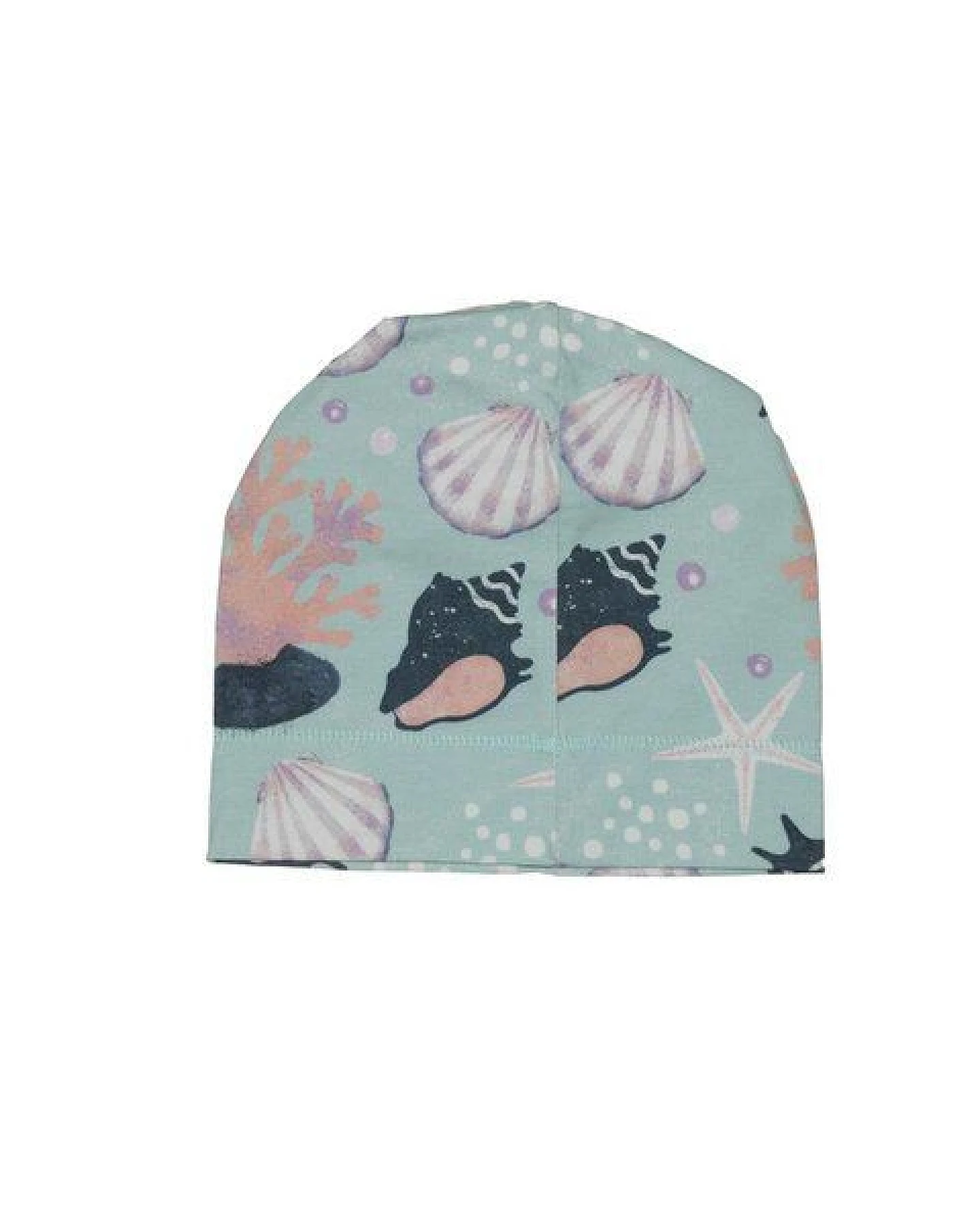 Kinder Beanie Shells Pearls blau von Walkiddy, GOTS-zertifizierte Bio-Baumwolle, weiches Jersey-Stirnmützchen für Kleinkinder, ideal für Übergangszeit – Ansicht 2