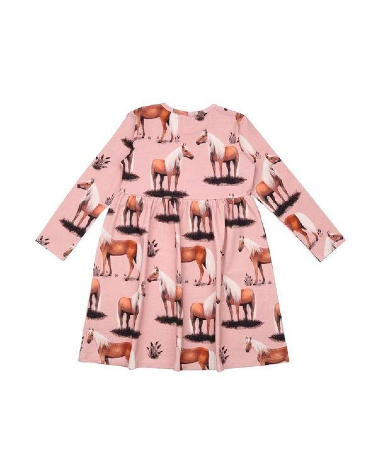 Rosa Langarmkleid Beauty Horses - Öko-Bewusste Mode von Walkiddy – GOTS zertifiziert – Ansicht 3