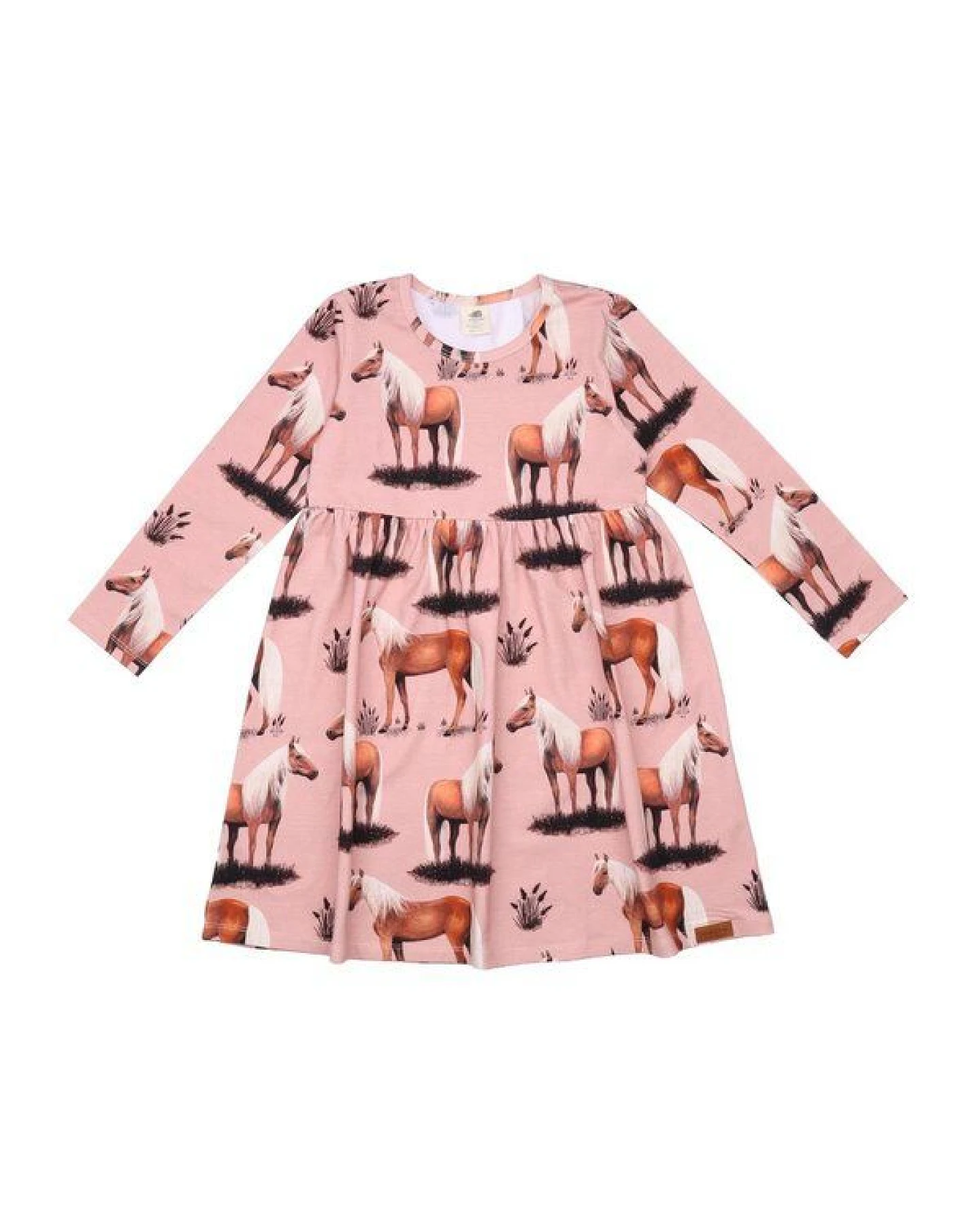 Rosa Langarmkleid Beauty Horses - Öko-Bewusste Mode von Walkiddy – GOTS zertifiziert – Ansicht 2