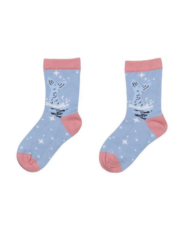Kinder Socken Bio-Baumwolle Mermaids/White Horses lila GOTS zertifiziert weiche Walkiddy Kindersocken vegan elastisch atmungsaktiv nachhaltige Socken für Mädchen und Jungen