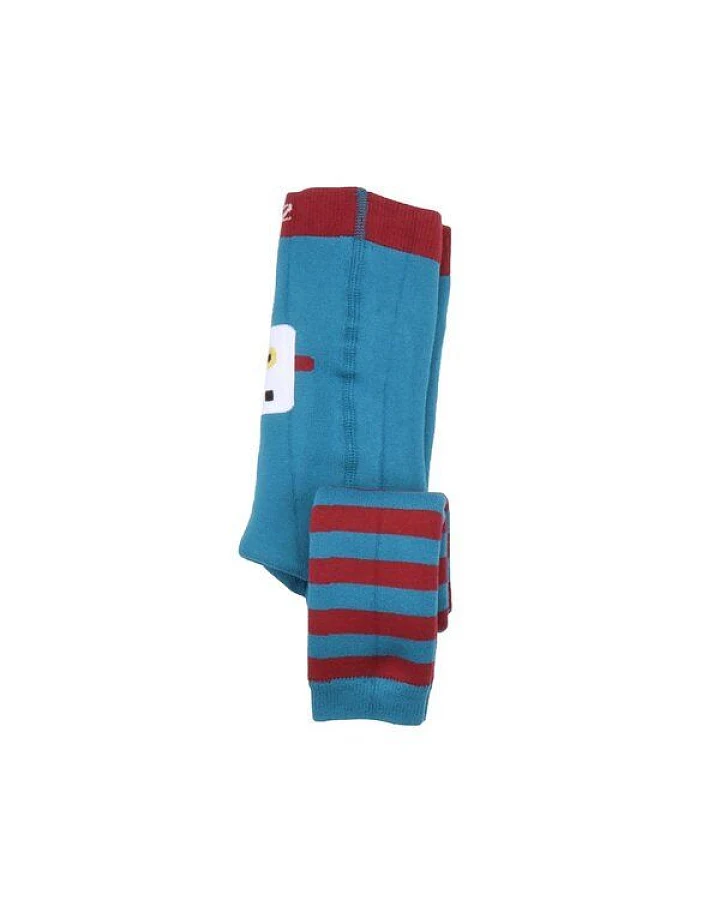 Baby Leggings Bio-Baumwolle GOTS Robots Friends blau, bequeme Kinderleggings mit fröhlichem Allover-Print, elastischer Bund, hoher Tragekomfort für Krabbelkinder und kleine Entdecker von Walkiddy