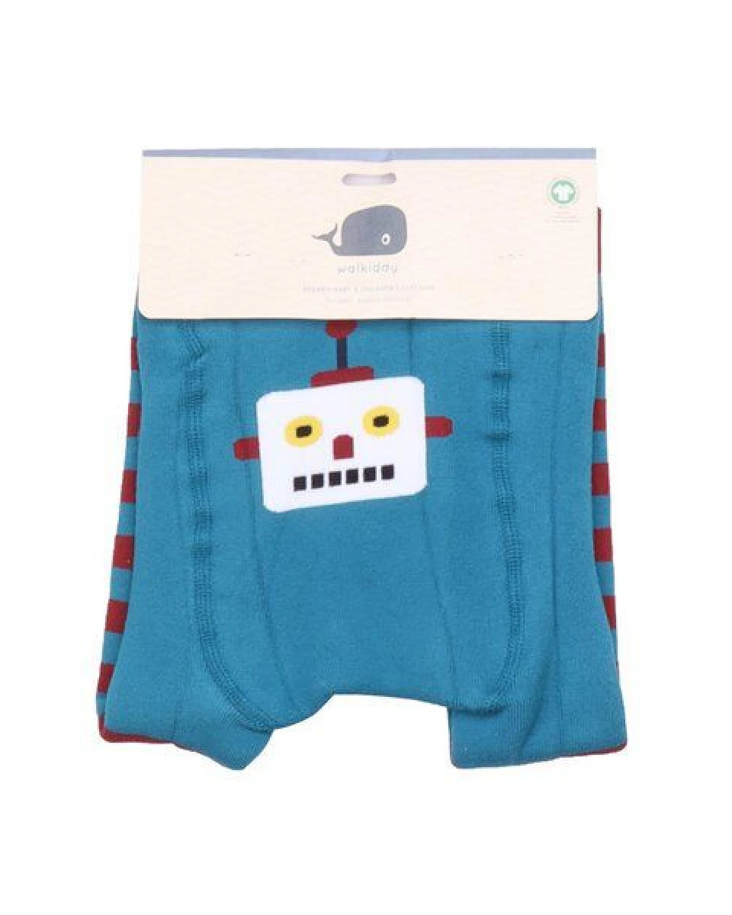 Baby Leggings Bio-Baumwolle GOTS Robots Friends blau, bequeme Kinderleggings mit fröhlichem Allover-Print, elastischer Bund, hoher Tragekomfort für Krabbelkinder und kleine Entdecker von Walkiddy – Ansicht 4