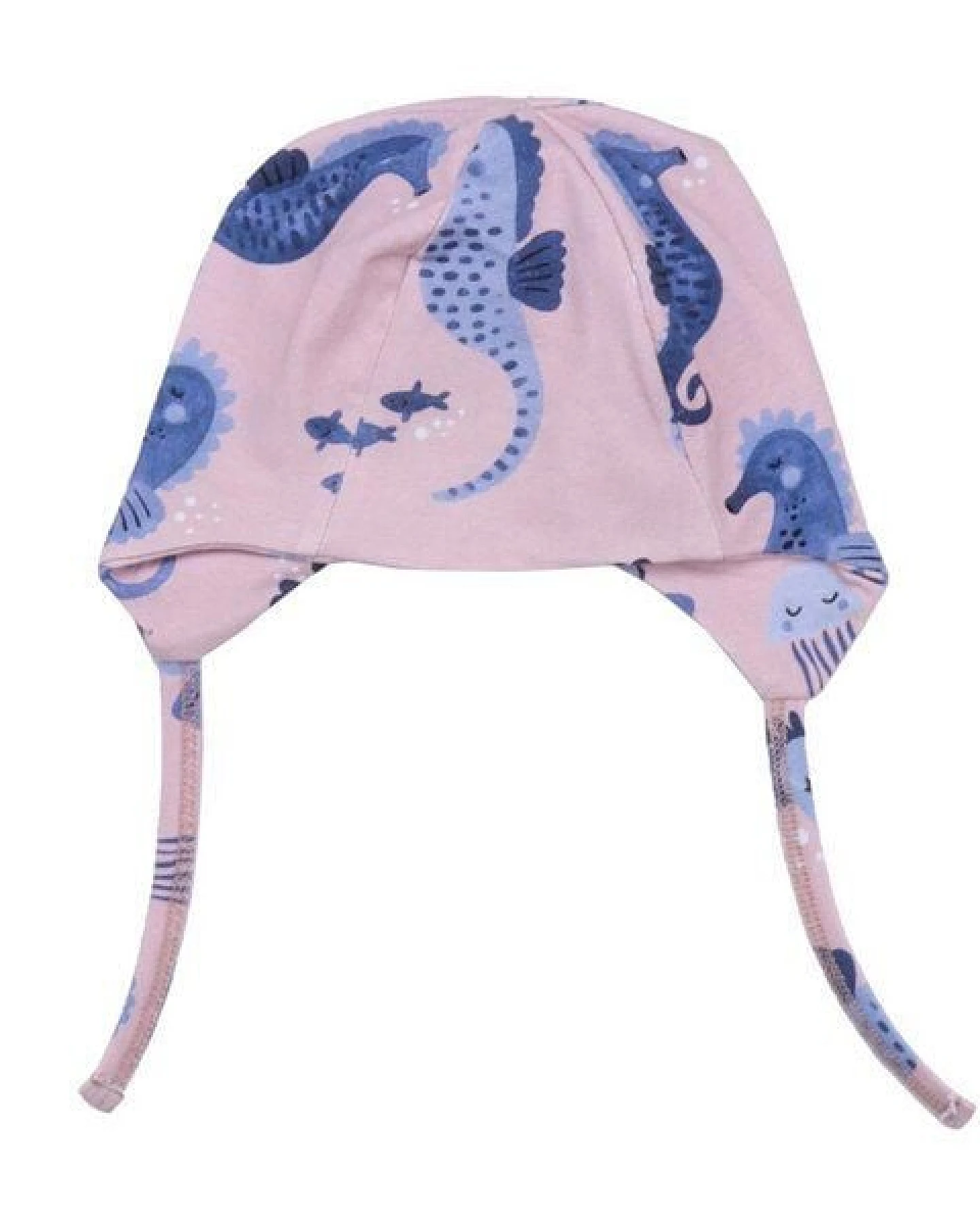 Nachhaltige Walkiddy Rosa Mütze mit Blauen Seepferdchen - Umweltfreundlich und Allergikerfreundlich – GOTS zertifiziert – Ansicht 3