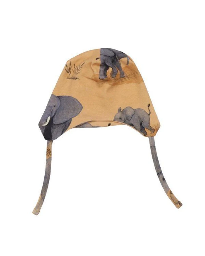 Walkiddy Nachhaltige Elephant Family Mütze - Orange, Allergikerfreundlich und Umweltschonend – GOTS zertifiziert