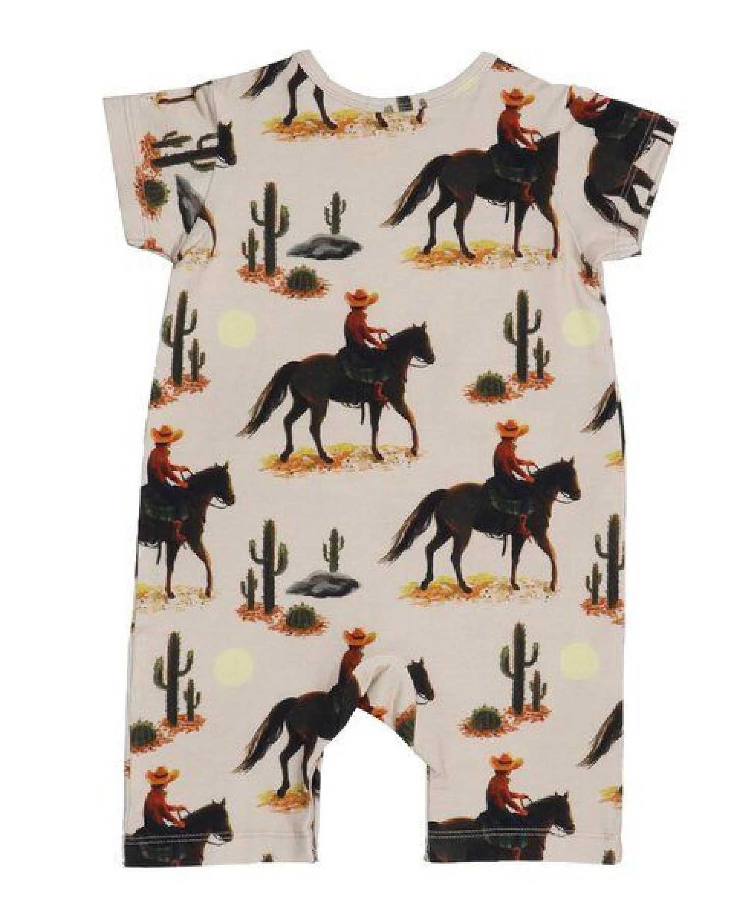 Bio-Baumwolle Kurzarm-Strampler 'The Cowboy' in Beige - Nachhaltig & Allergikerfreundlich von Walkiddy – GOTS zertifiziert – Ansicht 3