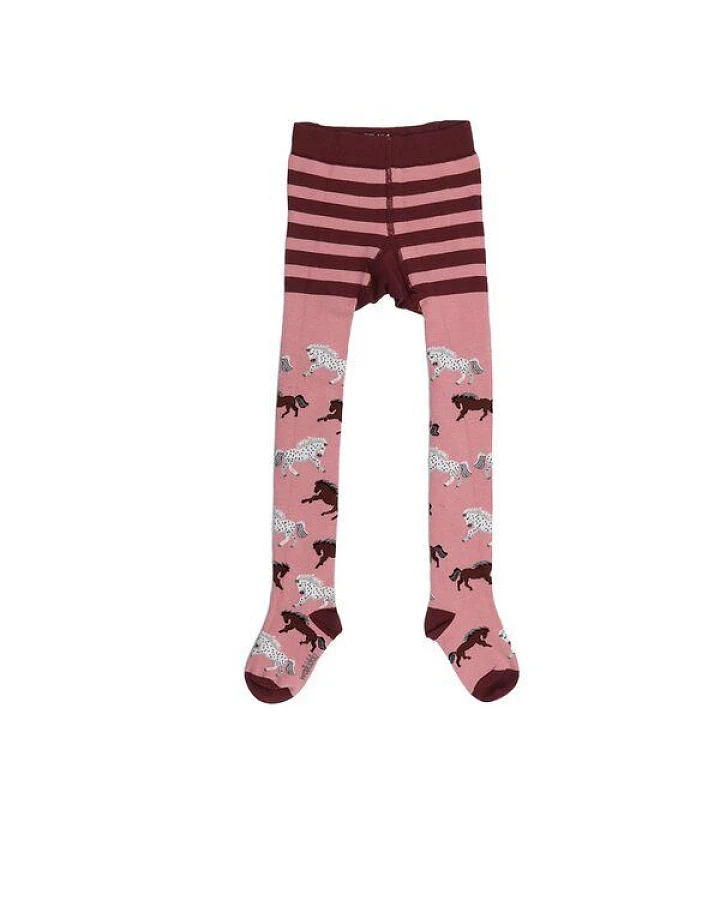 Kinder Strumpfhose Bio-Baumwolle Schimmel Horses Lila Walkiddy, GOTS-zertifizierte Tights, vegan, weiche Pferde-Strumpfhose für Kinder, nachhaltige Alternative zu konventionellen Strümpfen