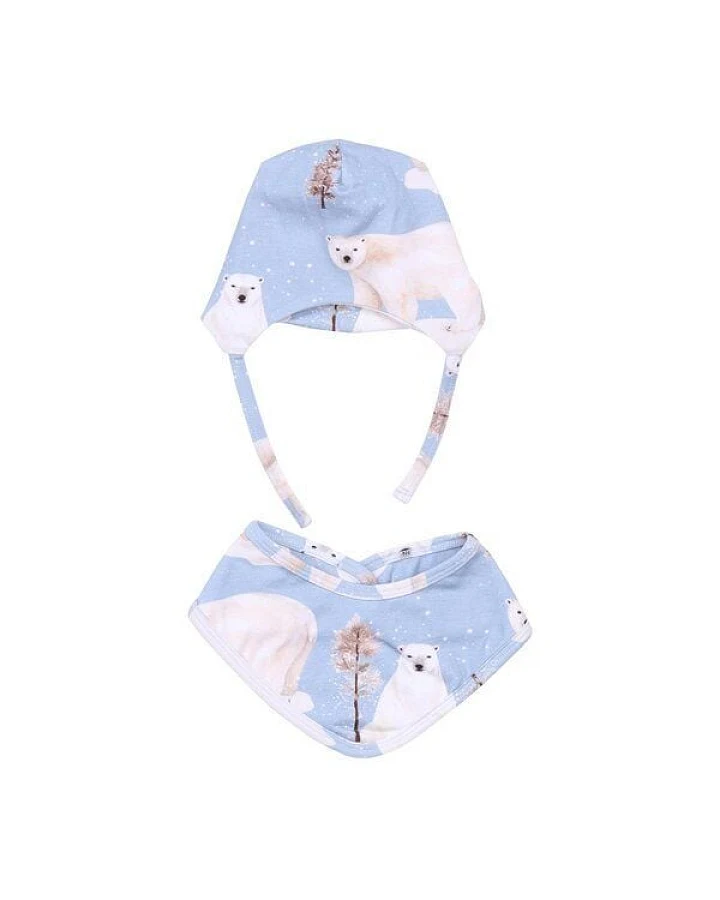 Baby Mütze Dreieckstuch Bio-Baumwolle GOTS Blau von Walkiddy, weiches 2-in-1 Accessoire als Hut oder Halstuch, nachhaltig, hautfreundlich und ideal für empfindliche Babyhaut