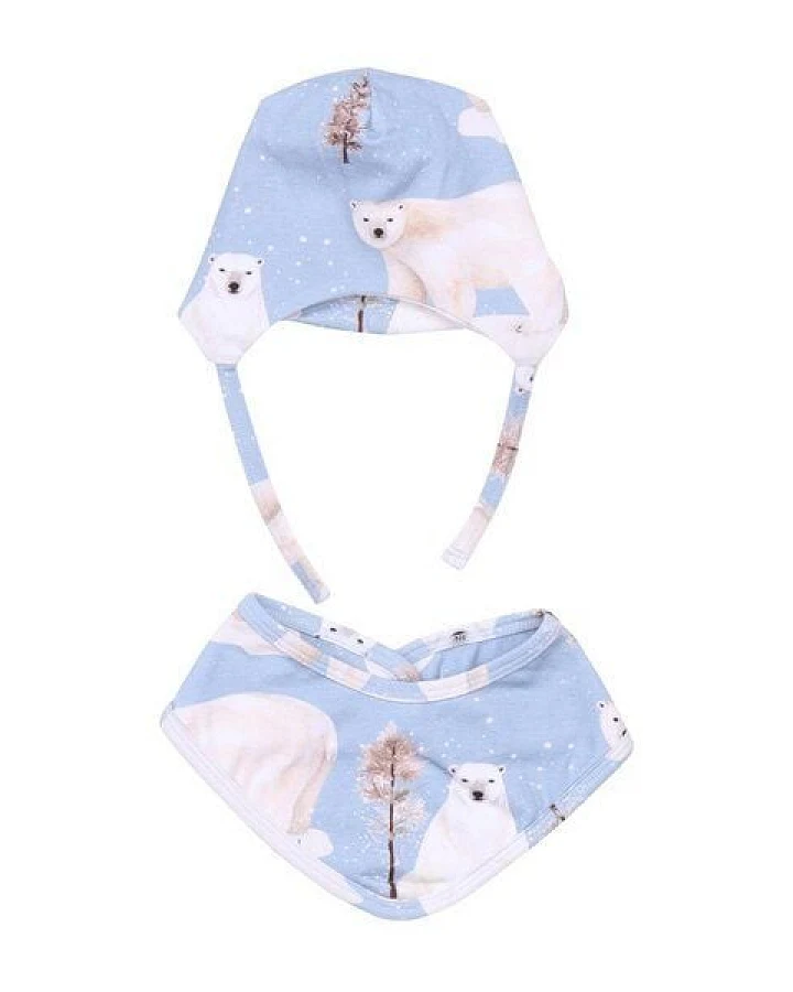 Baby Mütze Dreieckstuch Bio-Baumwolle GOTS Blau von Walkiddy, weiches 2-in-1 Accessoire als Hut oder Halstuch, nachhaltig, hautfreundlich und ideal für empfindliche Babyhaut