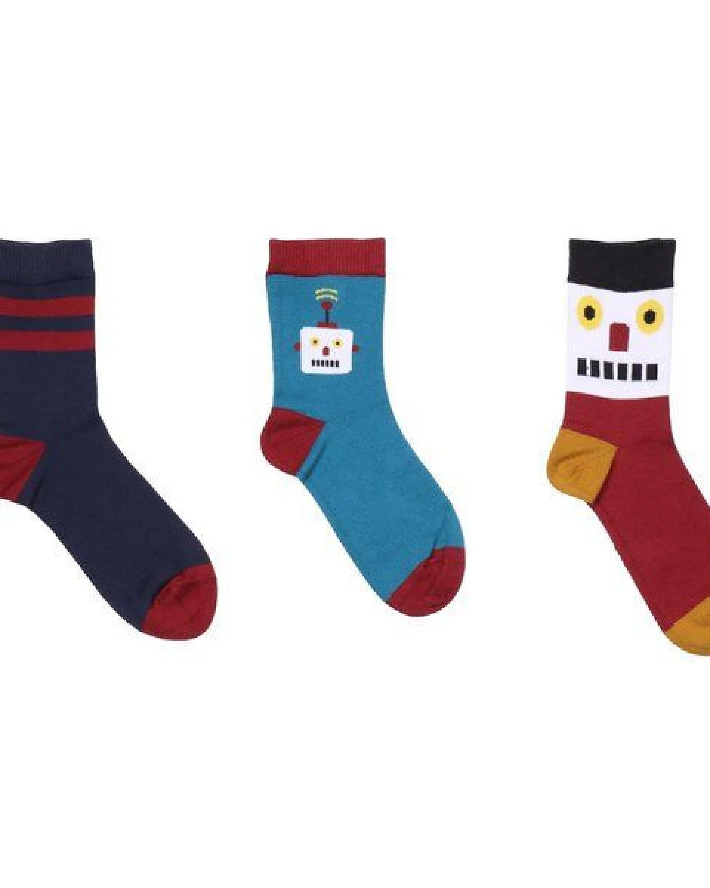 Kinder Socken Bio-Baumwolle Walkiddy „Robots Friends“ Blau, GOTS zertifizierte, weiche Strümpfe mit Robotermotiv, atmungsaktiv, elastisch, ideal für Alltag, Kindergarten, Schule und als nachhaltiges Geschenk für kleine Technikfans – Ansicht 2