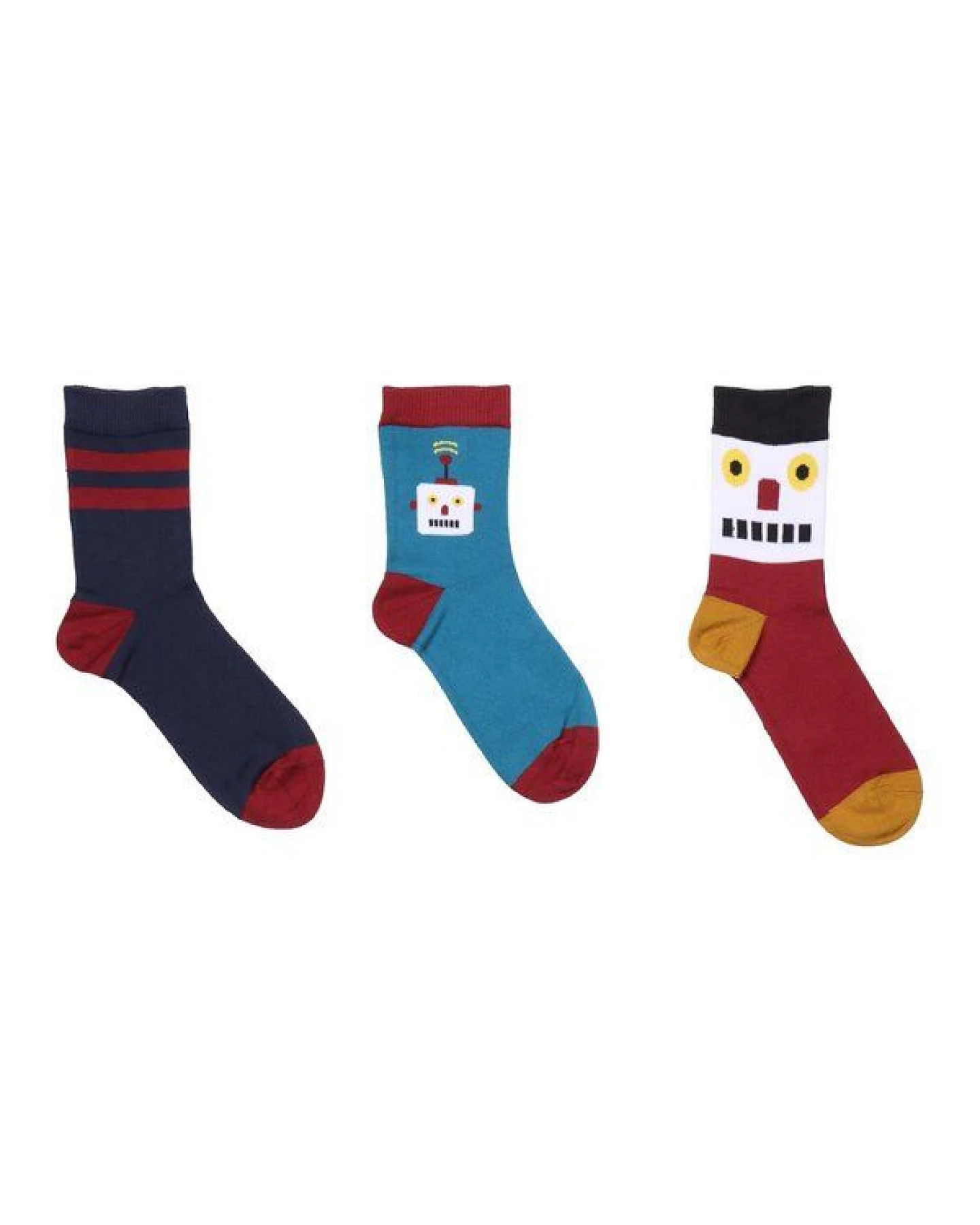 Kinder Socken Bio-Baumwolle Walkiddy „Robots Friends“ Blau, GOTS zertifizierte, weiche Strümpfe mit Robotermotiv, atmungsaktiv, elastisch, ideal für Alltag, Kindergarten, Schule und als nachhaltiges Geschenk für kleine Technikfans – Ansicht 2