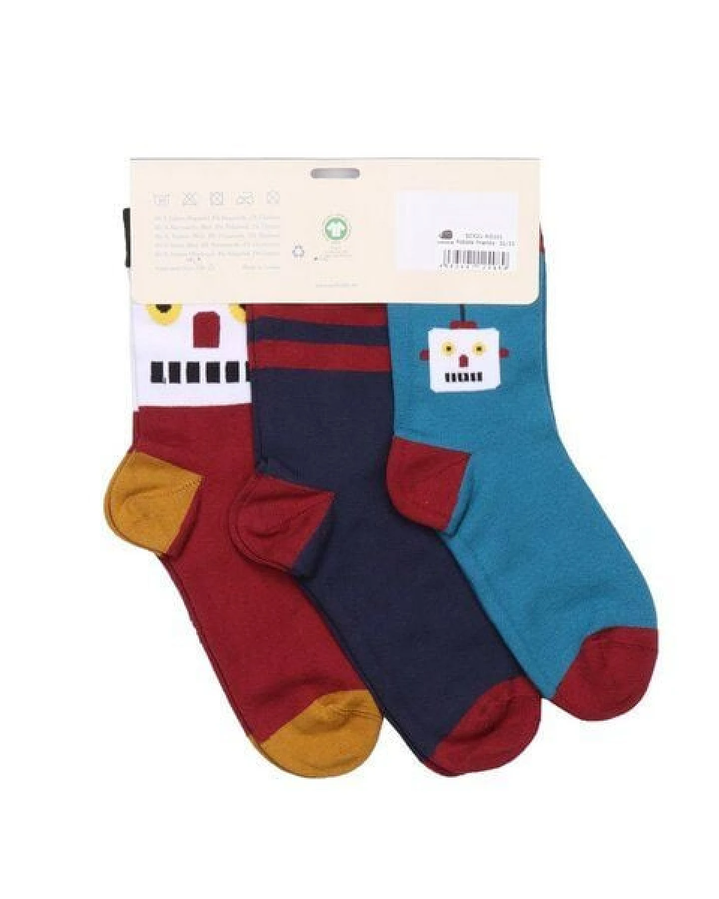 Kinder Socken Bio-Baumwolle Walkiddy „Robots Friends“ Blau, GOTS zertifizierte, weiche Strümpfe mit Robotermotiv, atmungsaktiv, elastisch, ideal für Alltag, Kindergarten, Schule und als nachhaltiges Geschenk für kleine Technikfans – Ansicht 4