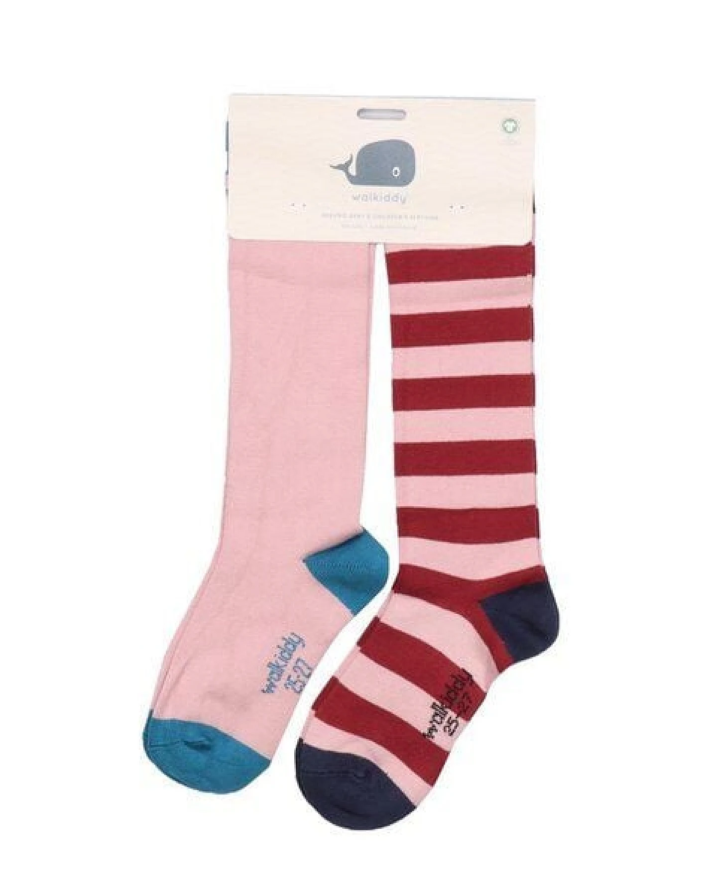 Baby Socken Pastel Pink lang gestreift – Walkiddy, GOTS Bio-Baumwolle, lange weiche Streifensocken für Alltag, Kinderwagen, Erstausstattung & Geschenk – Ansicht 3