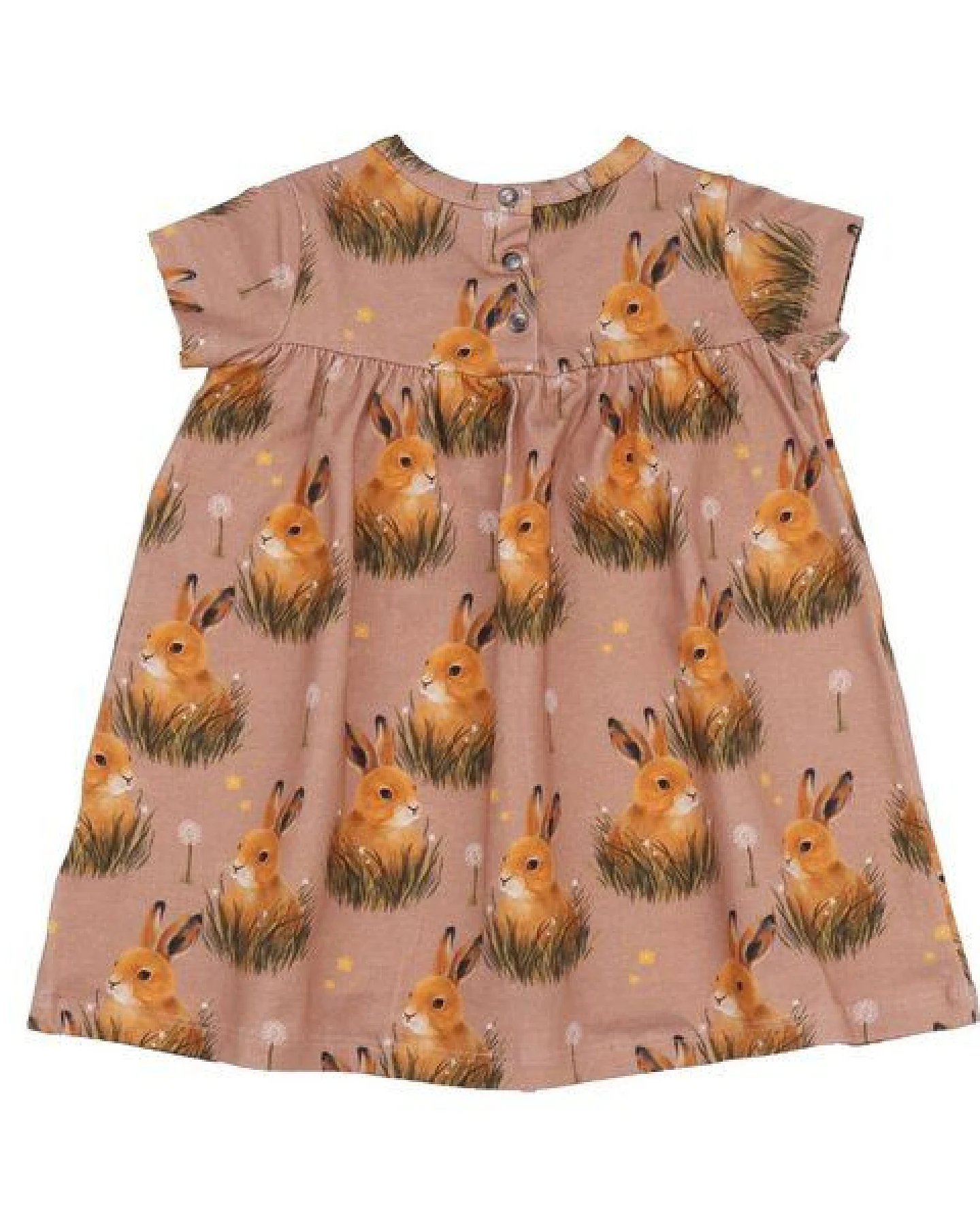 Kinderkleid GOTS zertifiziert, rosa, Hasen-Allover „Pretty Bunnies“, Kurzarm, weich – Walkiddy – Ansicht 3